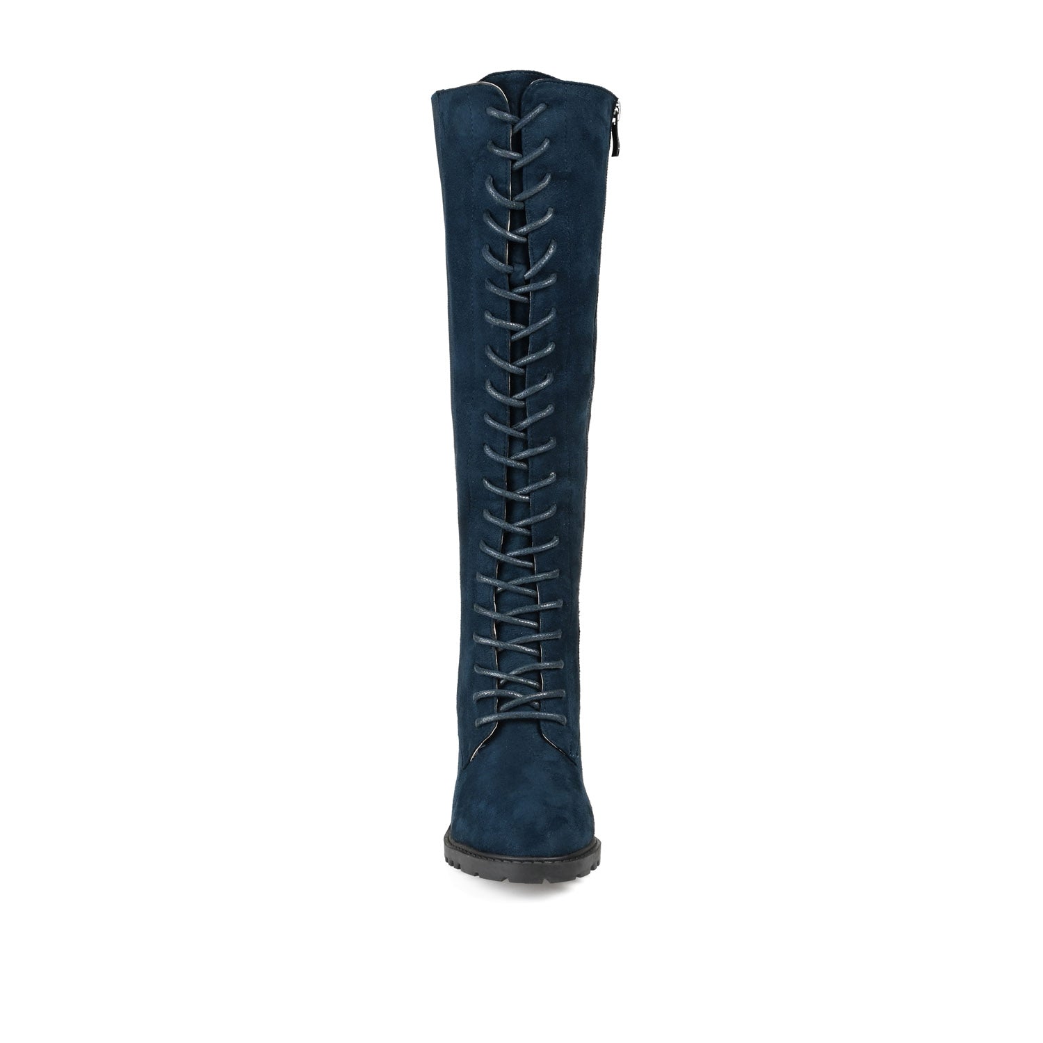 JENICCA LACE-UP BOOTS IN FAUX SUEDE - Navy Nubuck