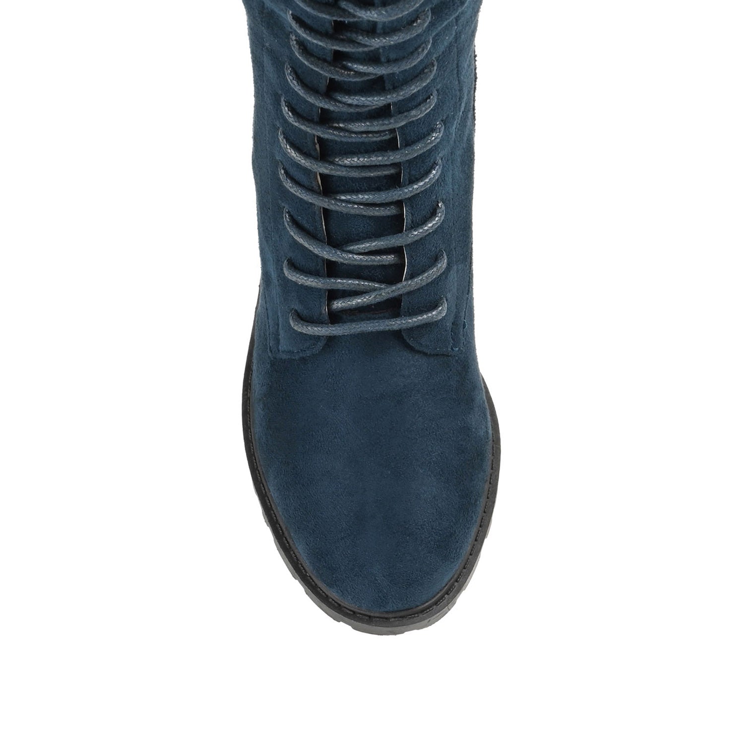 JENICCA LACE-UP BOOTS IN FAUX SUEDE - Navy Nubuck