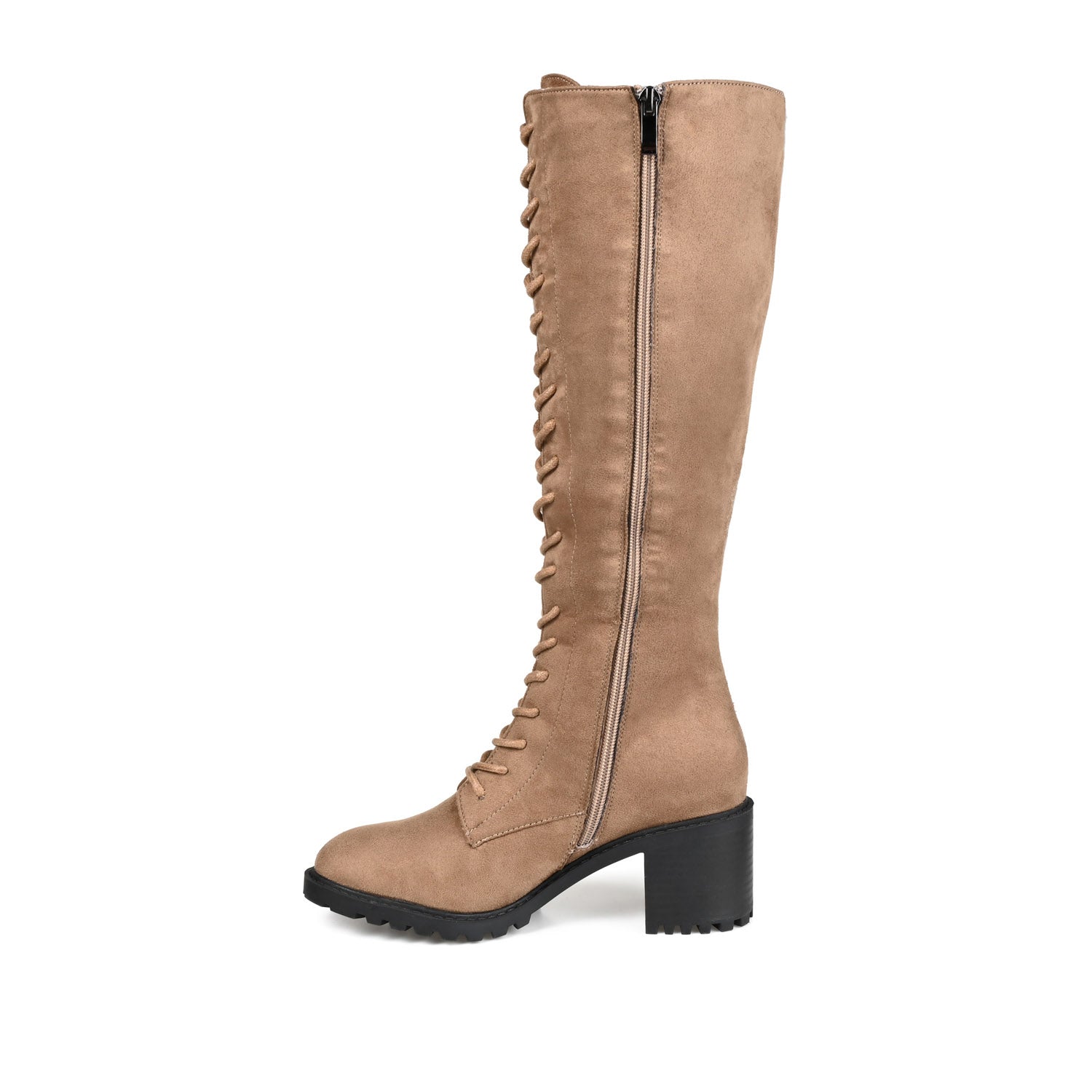 JENICCA LACE-UP BOOTS IN X-WIDE CALF - Taupe