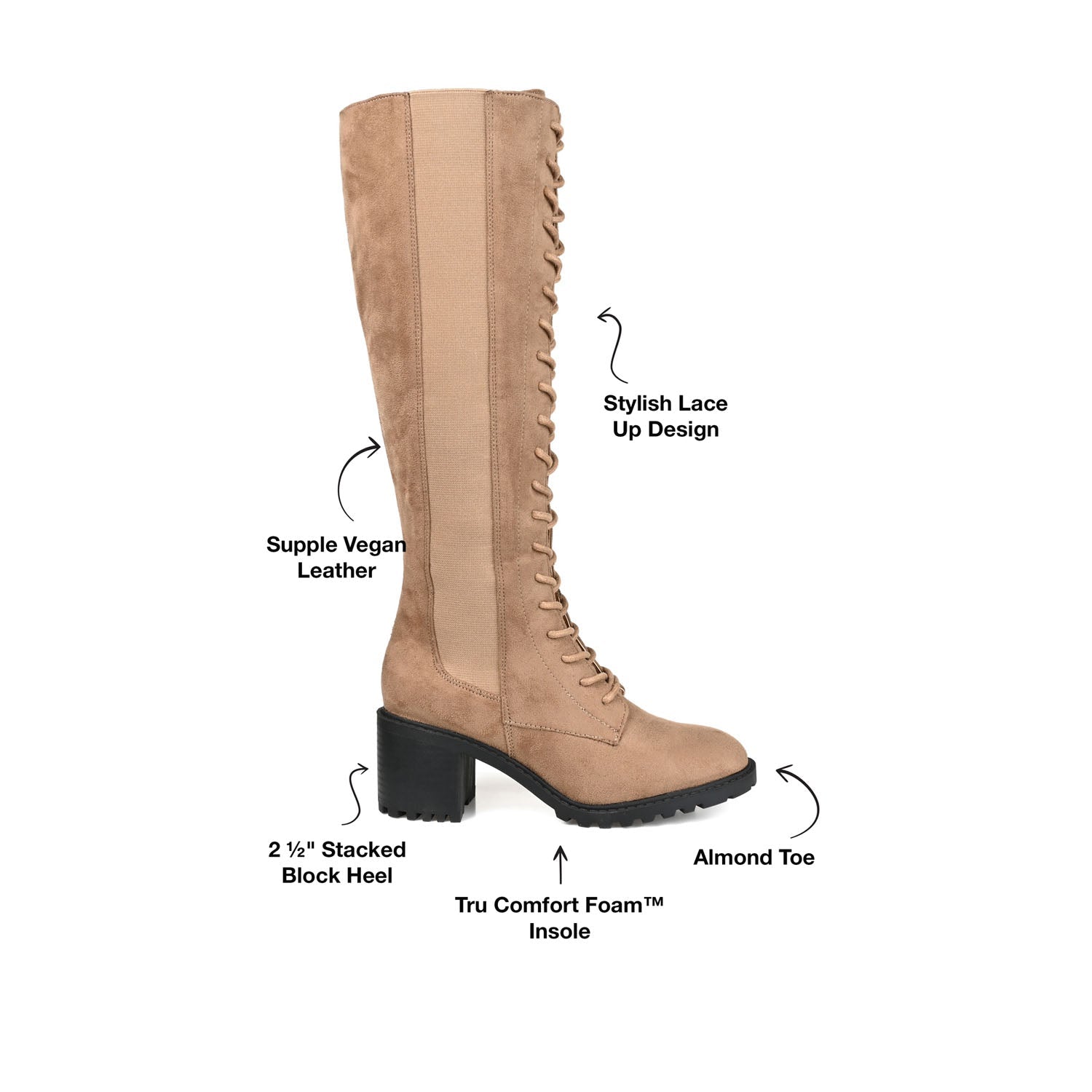 JENICCA LACE-UP BOOTS IN FAUX SUEDE - Taupe