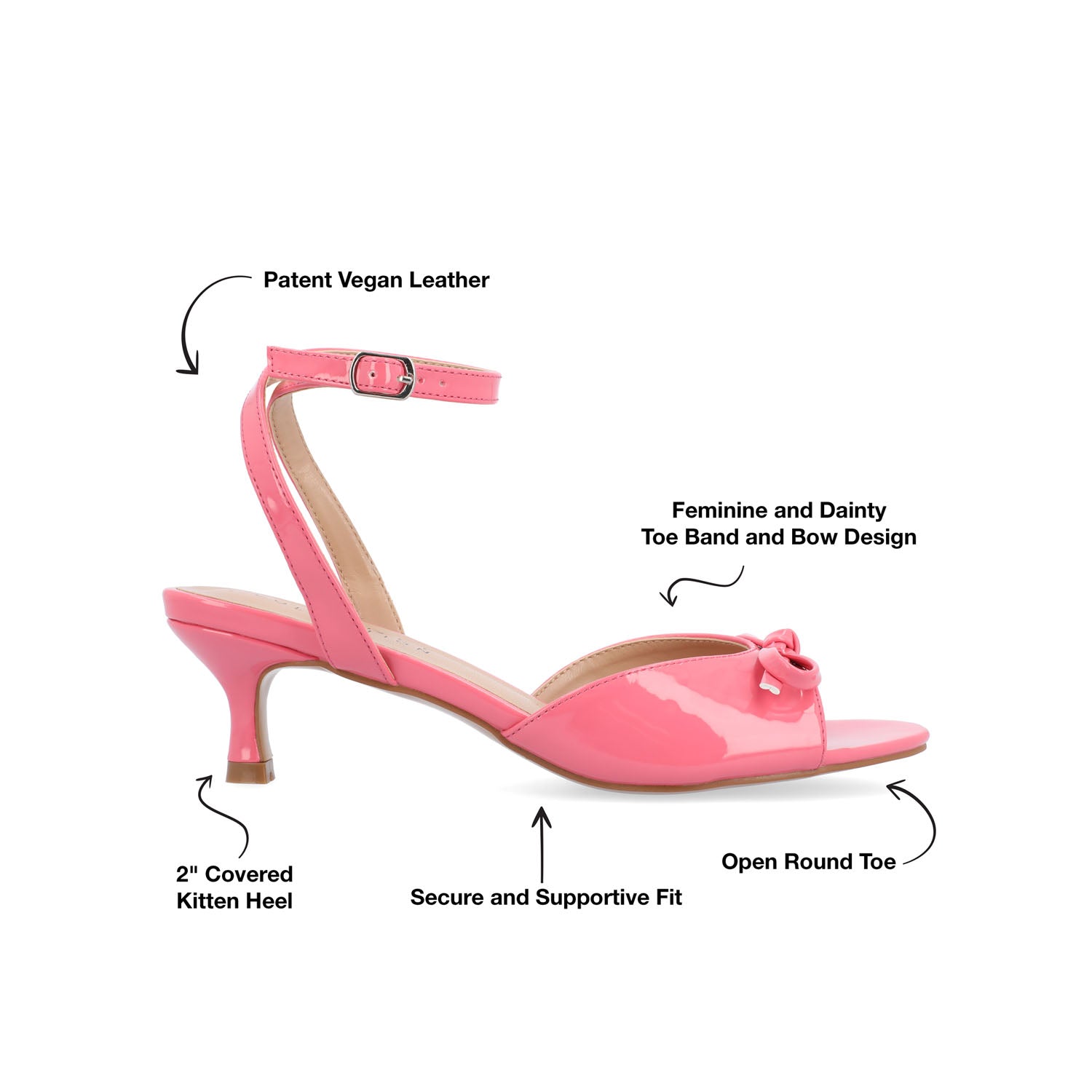 JENNIFER STRAPPY KITTEN HEELS IN PATENT - Pink Patent