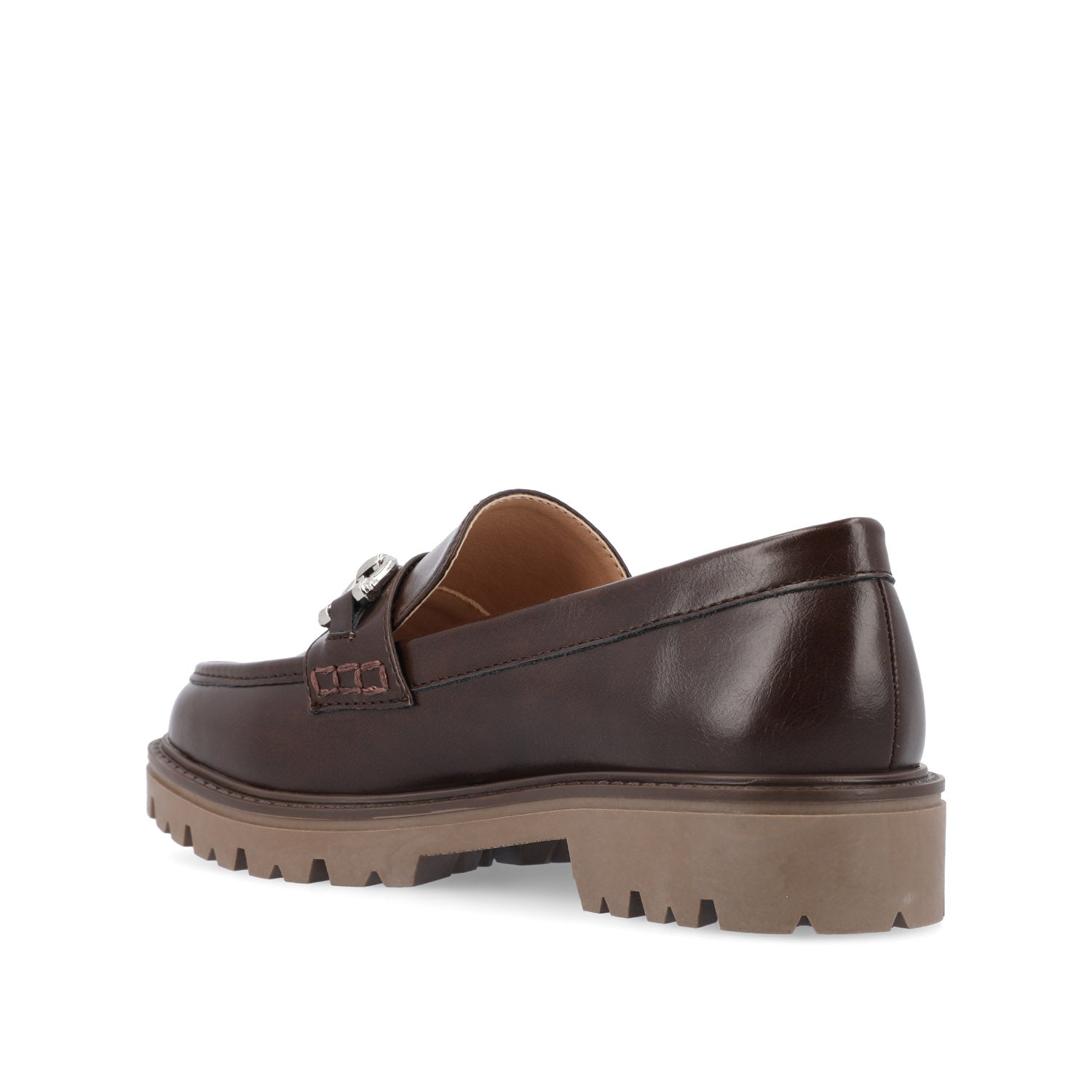 JESSAMEY HORSE BIT LOAFER FLATS IN WIDE - Brown Vegan Leather