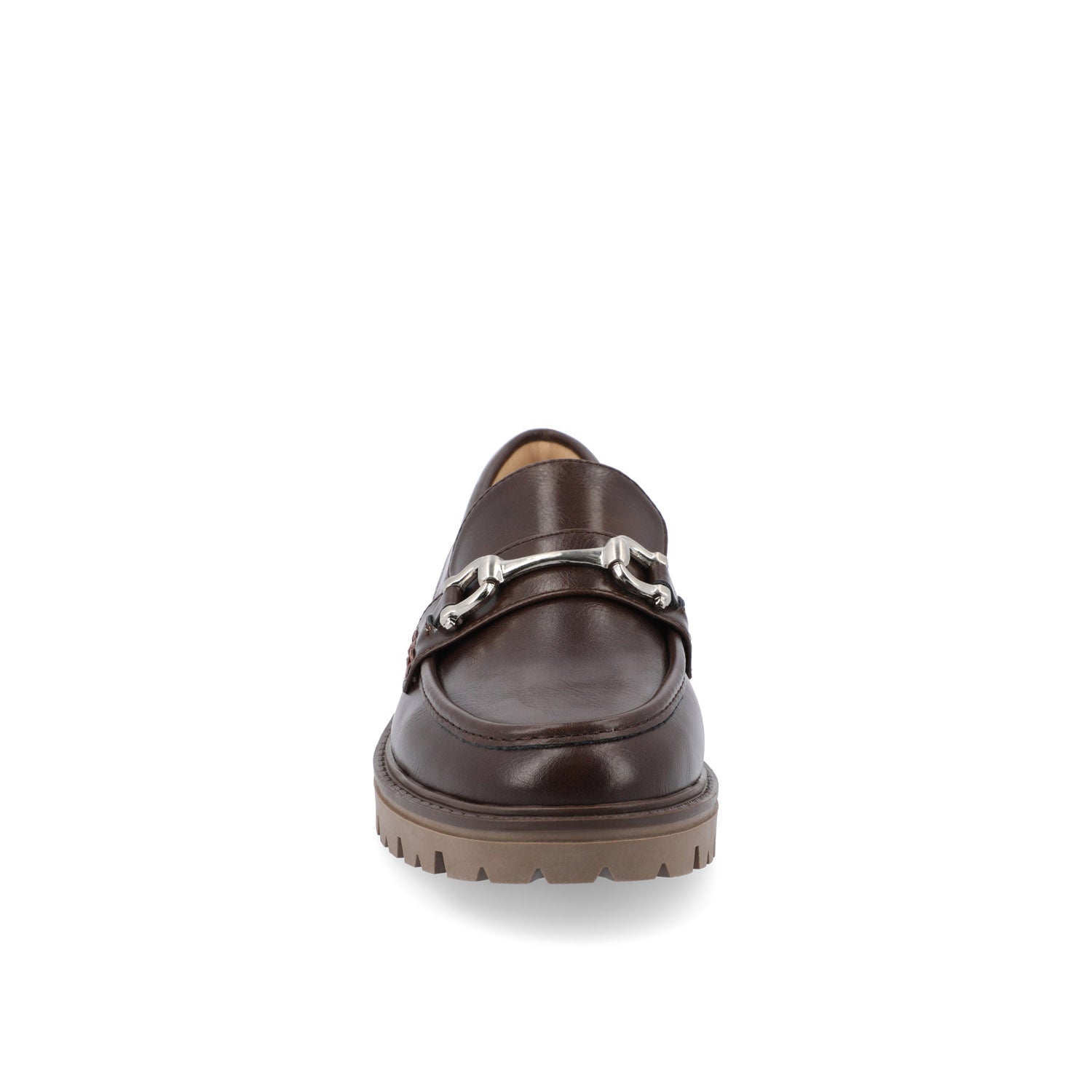 JESSAMEY HORSE BIT LOAFER FLATS IN WIDE - Brown Vegan Leather