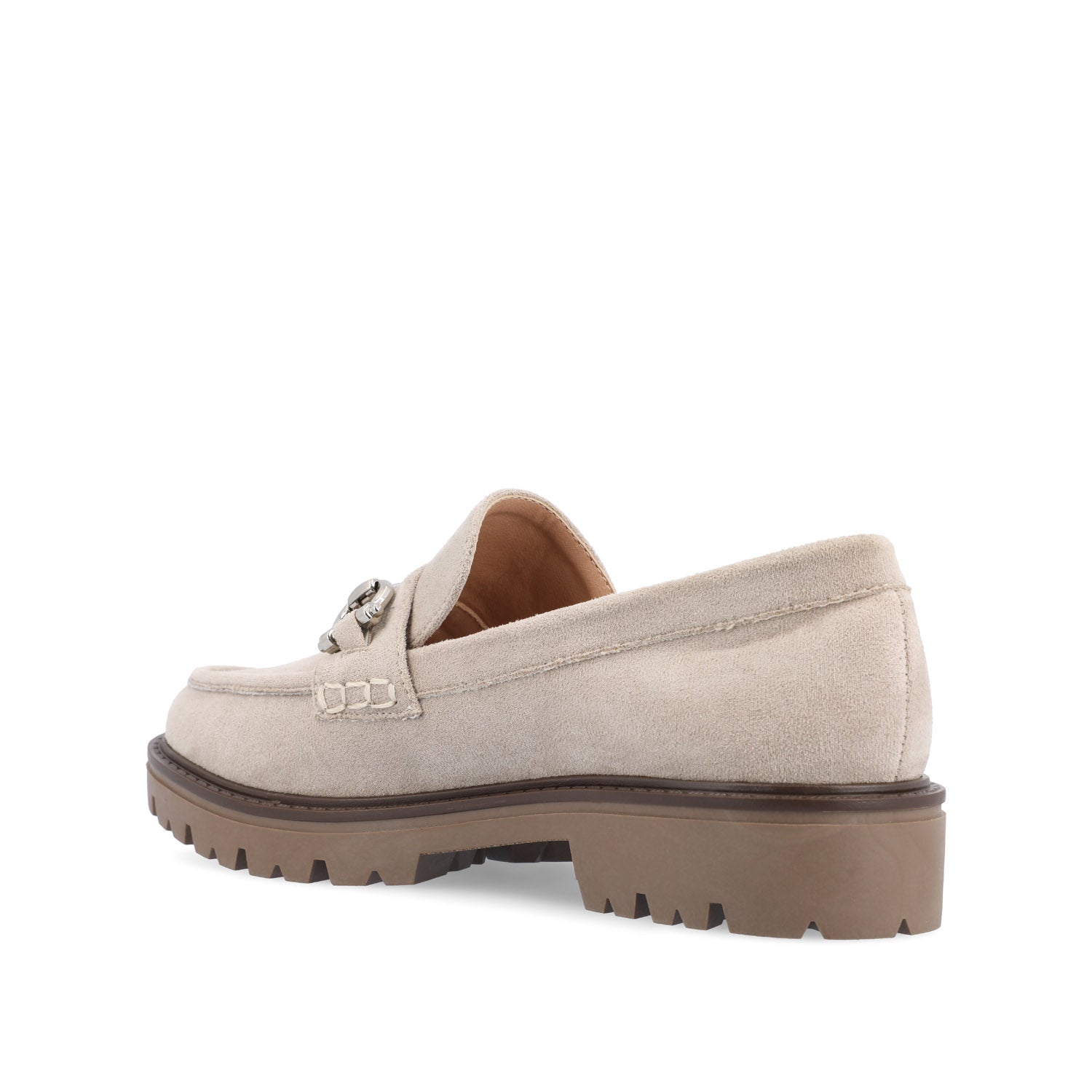 JESSAMEY HORSE BIT LOAFER FLATS - Grey Faux Suede