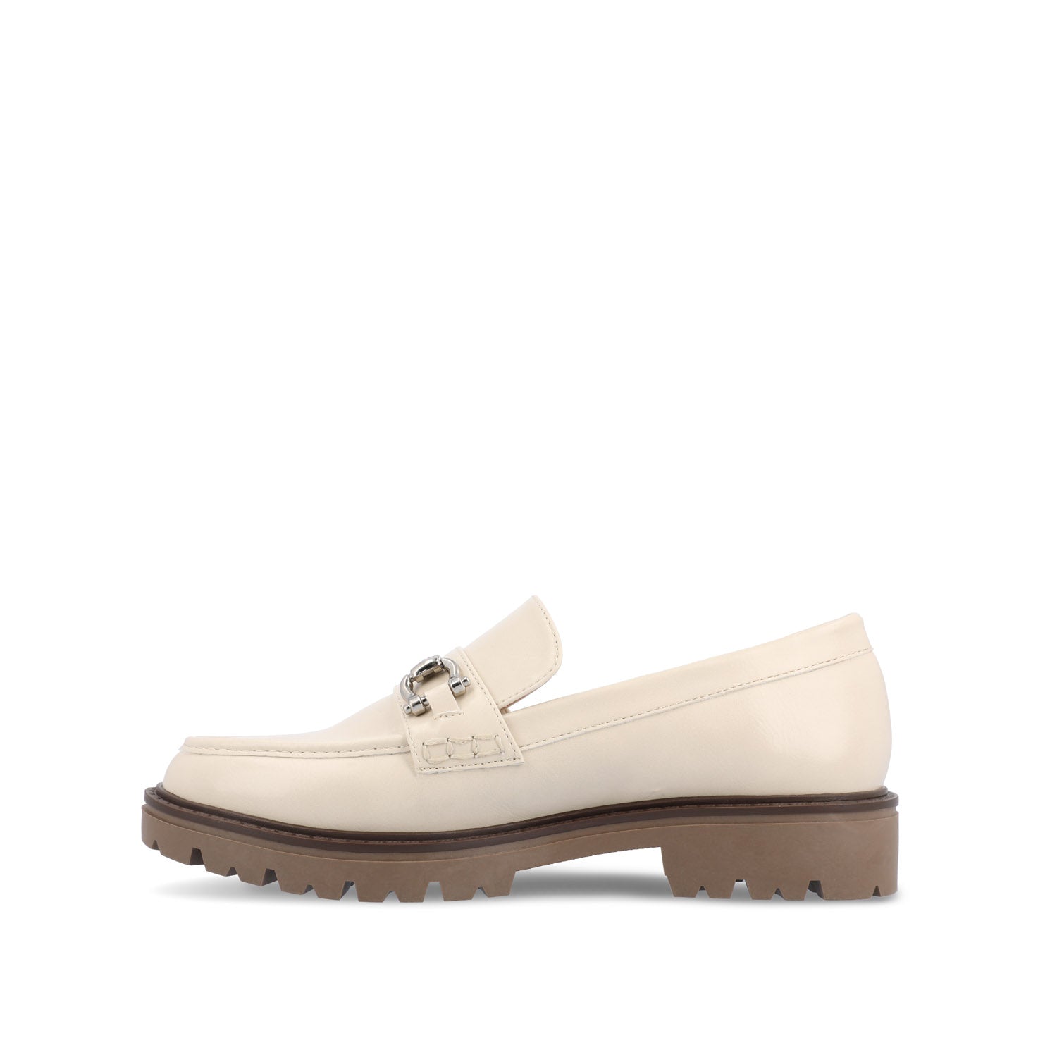 JESSAMEY HORSE BIT LOAFER FLATS IN WIDE - Off White Vegan Leather