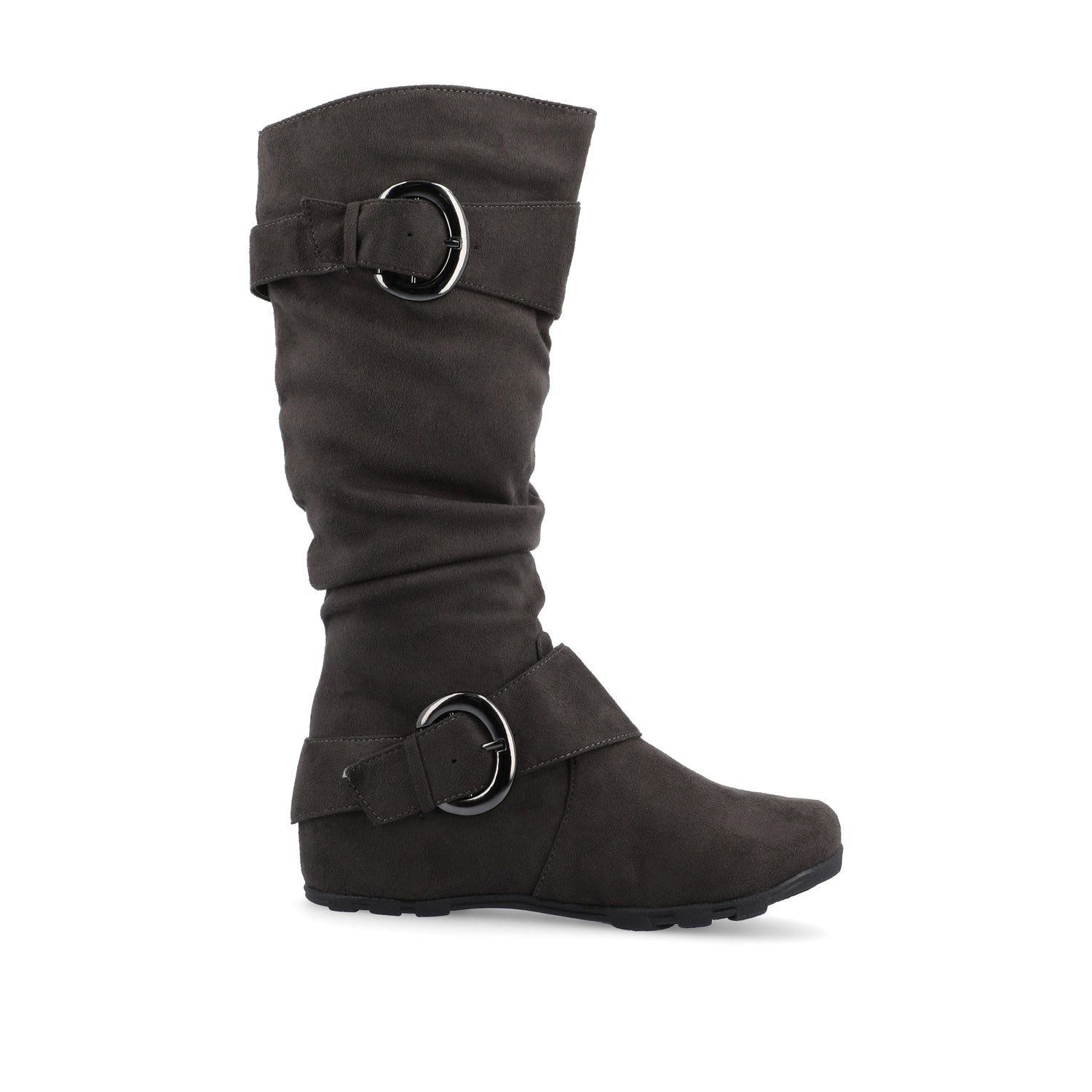 JESTER KNEE HIGH BOOTS IN X-WIDE CALF - Grey Faux Suede