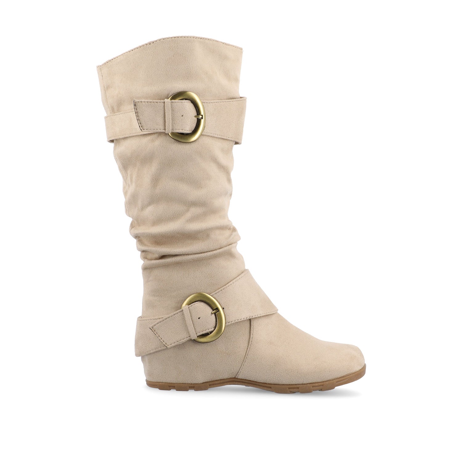 JESTER KNEE HIGH BOOTS IN FAUX SUEDE - Stone Faux Suede