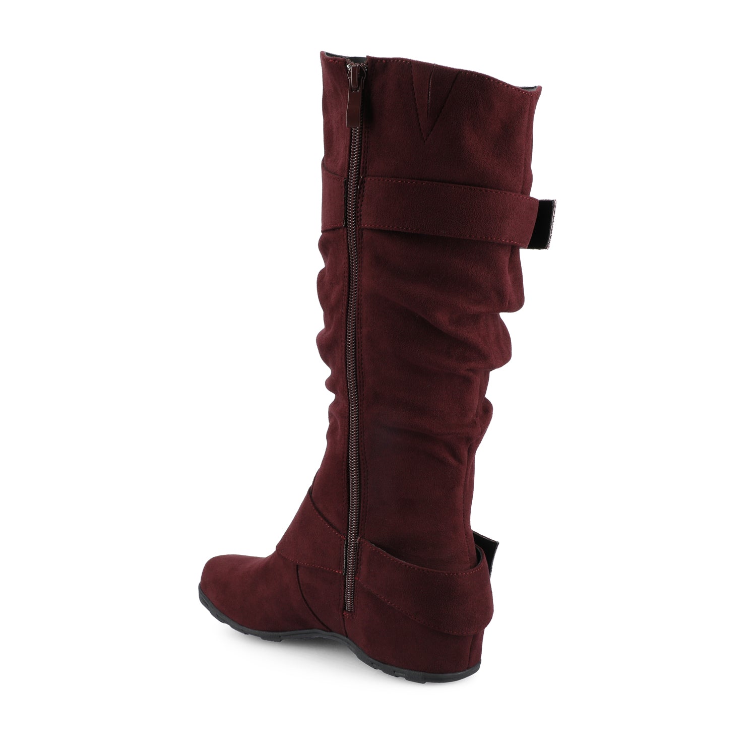 JESTER KNEE HIGH BOOTS IN WIDE CALF - Oxblood Faux Suede