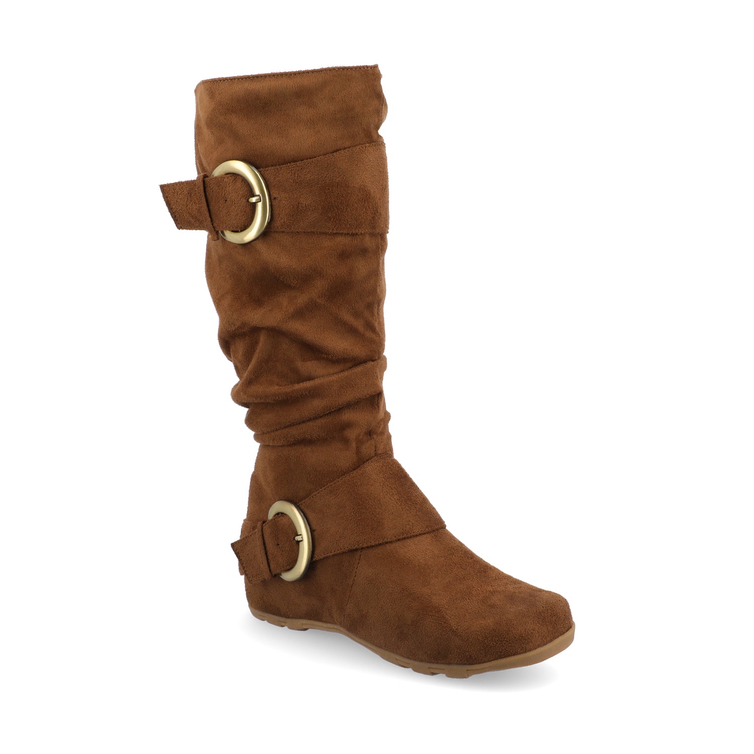 JESTER KNEE HIGH BOOTS IN X-WIDE CALF - Camel Faux Suede
