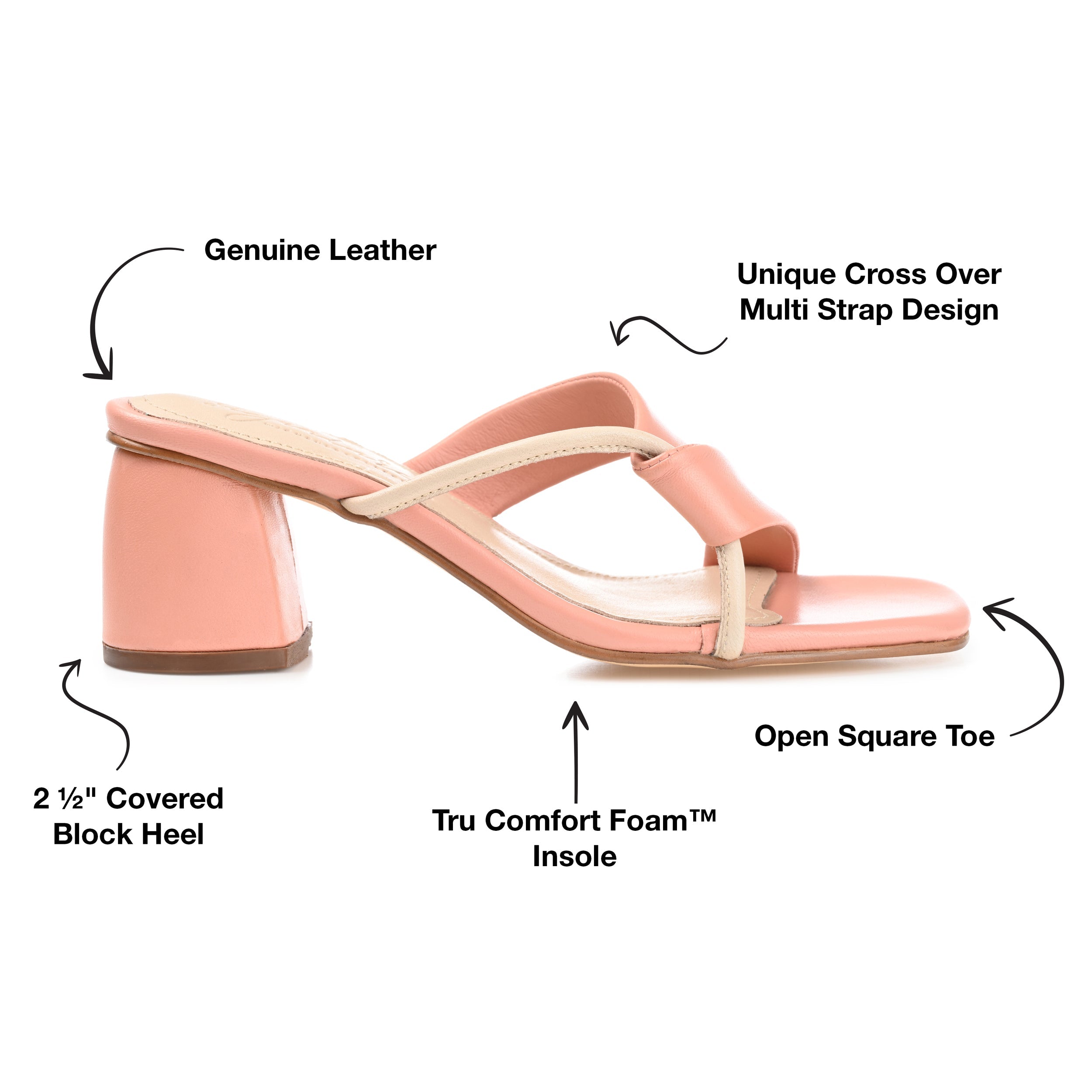 JOSSETTE BLOCK HEEL MULES IN LEATHER - Pink