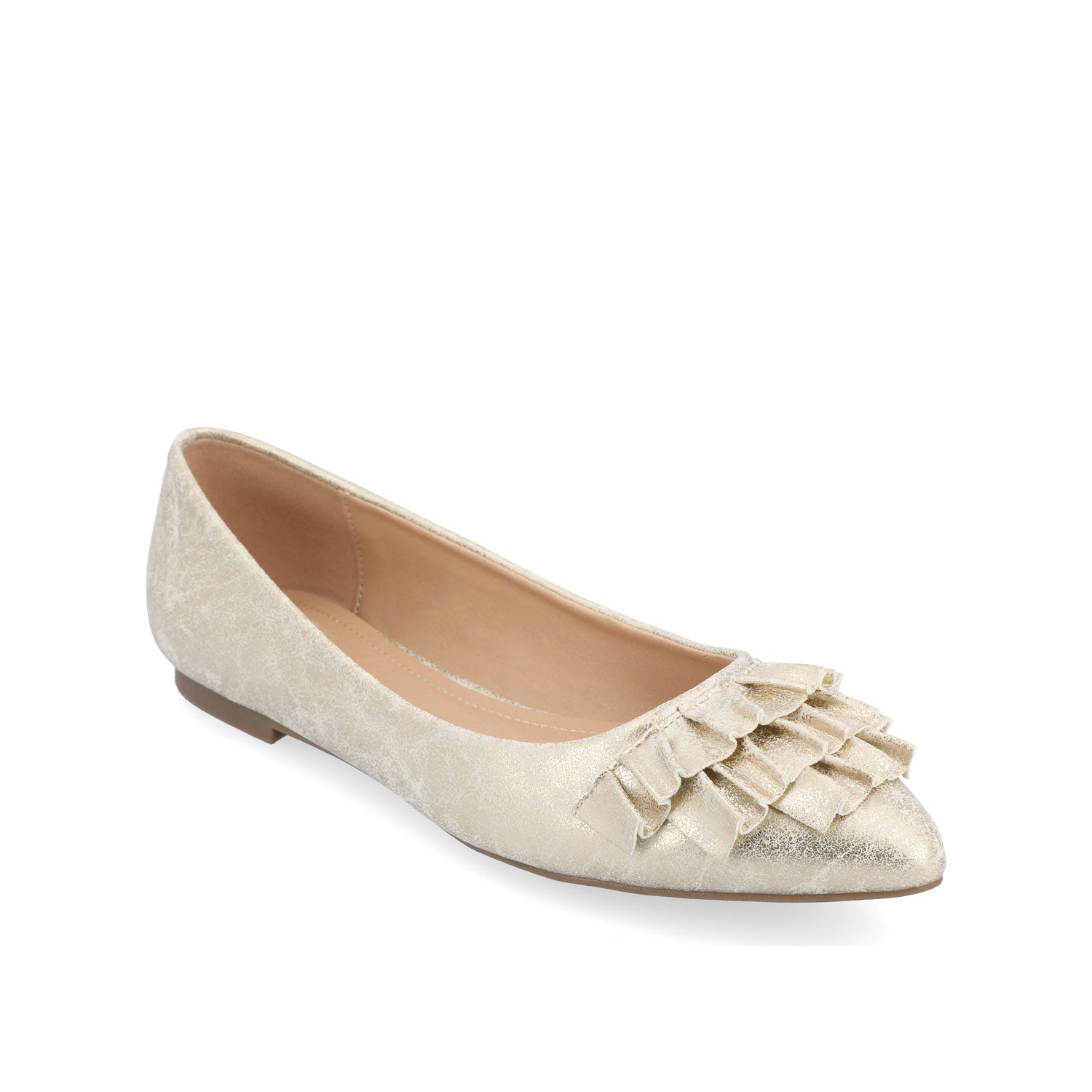 JUDY RUFFLED BALLET FLATS IN WIDE - Gold PU