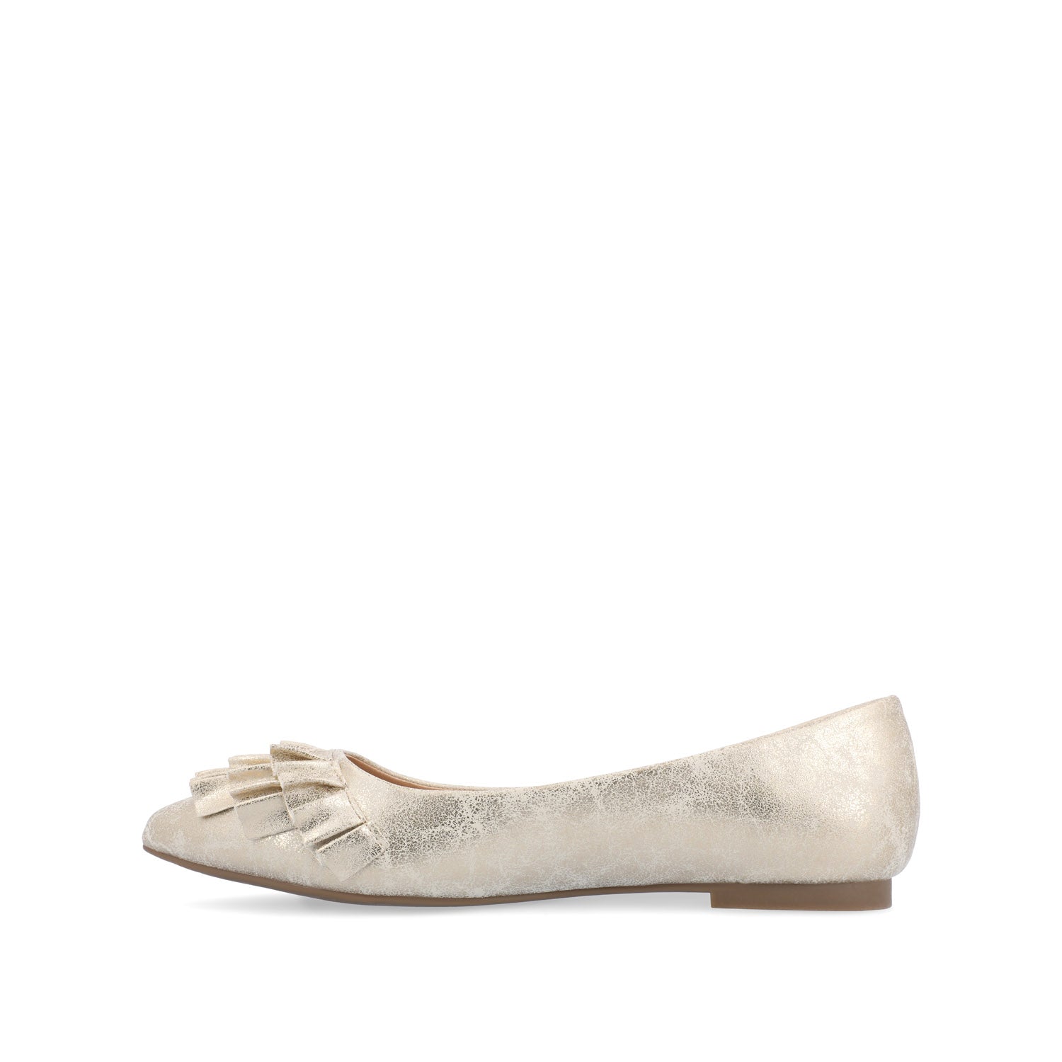 JUDY RUFFLED BALLET FLATS IN WIDE - Gold PU