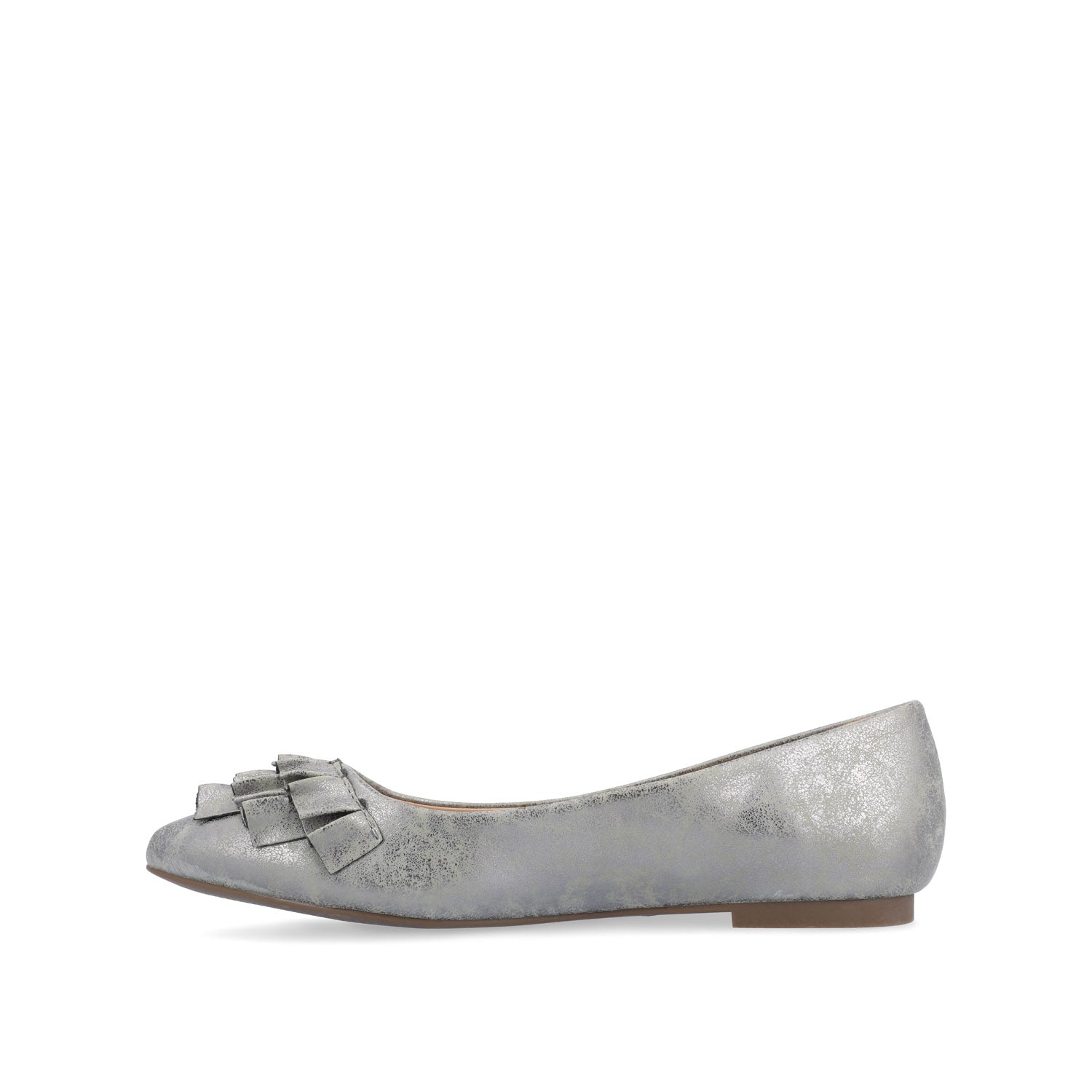 JUDY RUFFLED BALLET FLATS IN WIDE - Pewter PU 2
