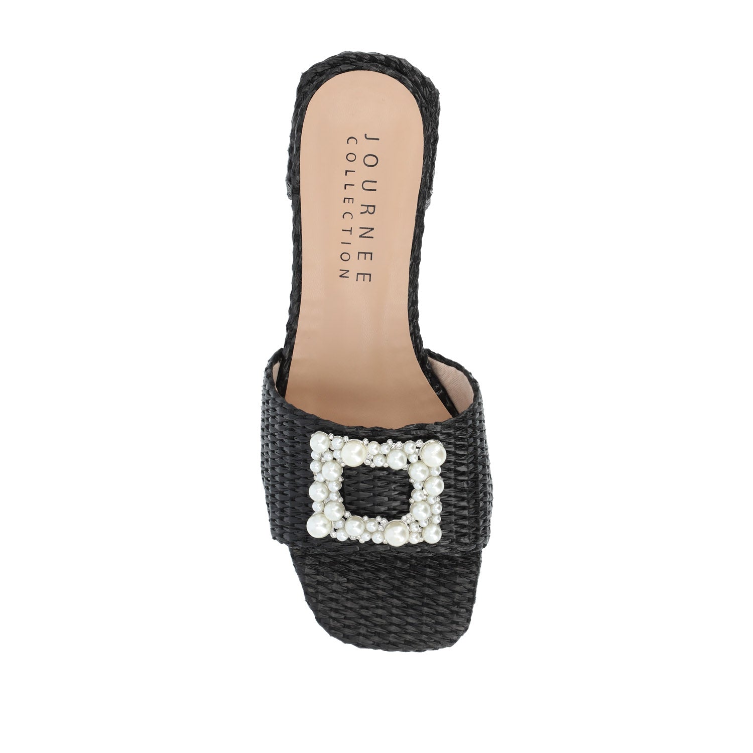 JUSTINA HEELED SANDALS IN FAUX RAFFLA - Black Faux Raffia