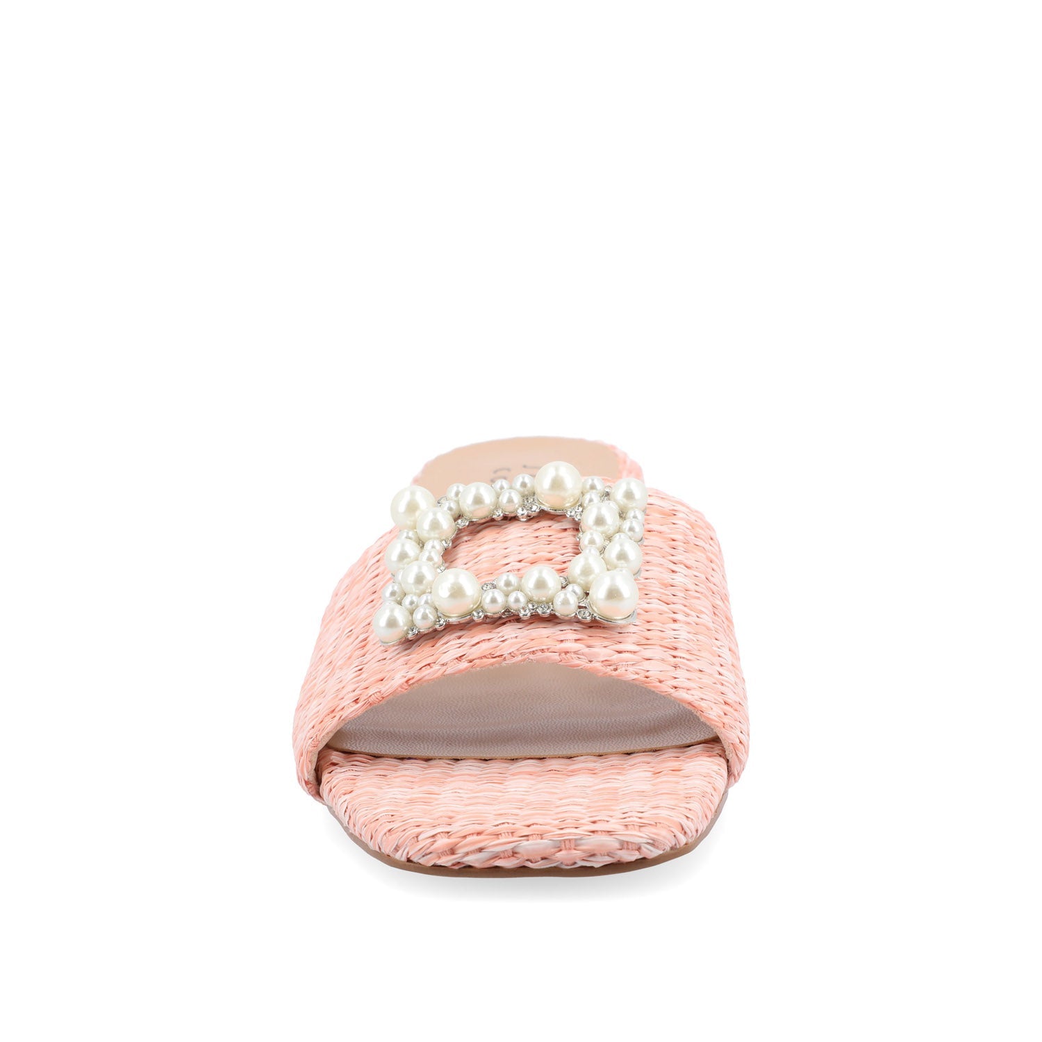 JUSTINA HEELED SANDALS IN FAUX RAFFLA - Pink Faux Raffia