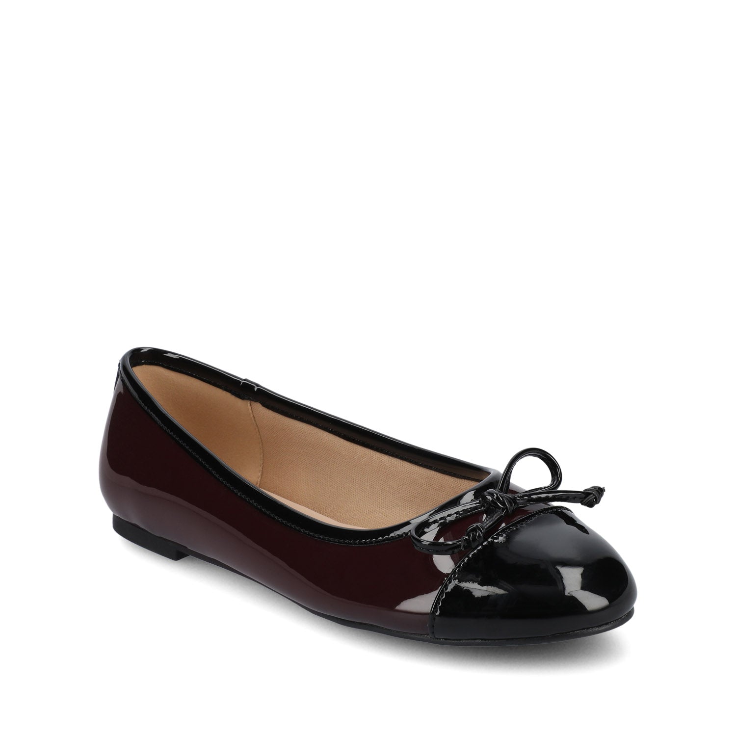 KAIAH CAPTOE BALLET FLATS IN VEGAN LEATHER IN WIDE - Oxblood Patent
