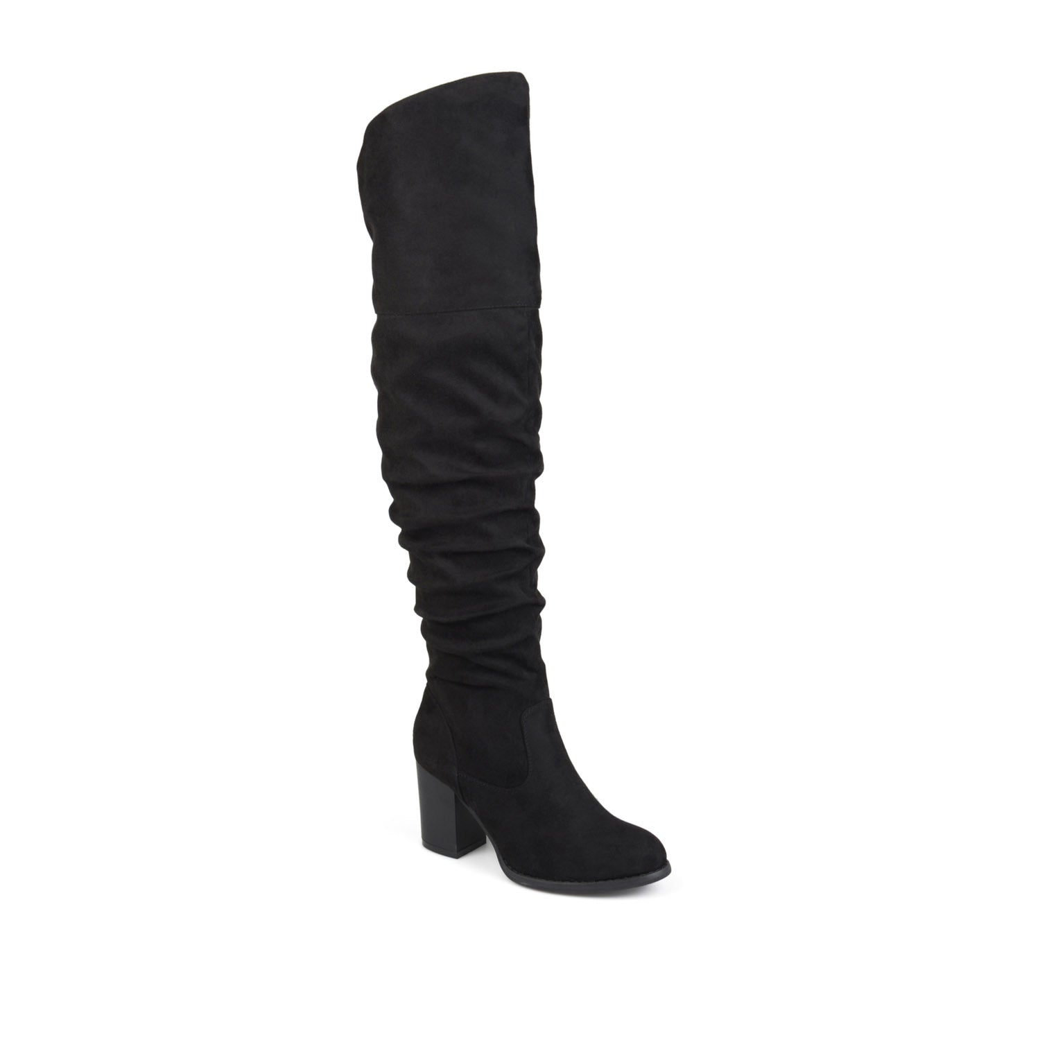 KAISON THIGH HIGH BOOTS IN FAUX SUEDE - Black Faux Suede