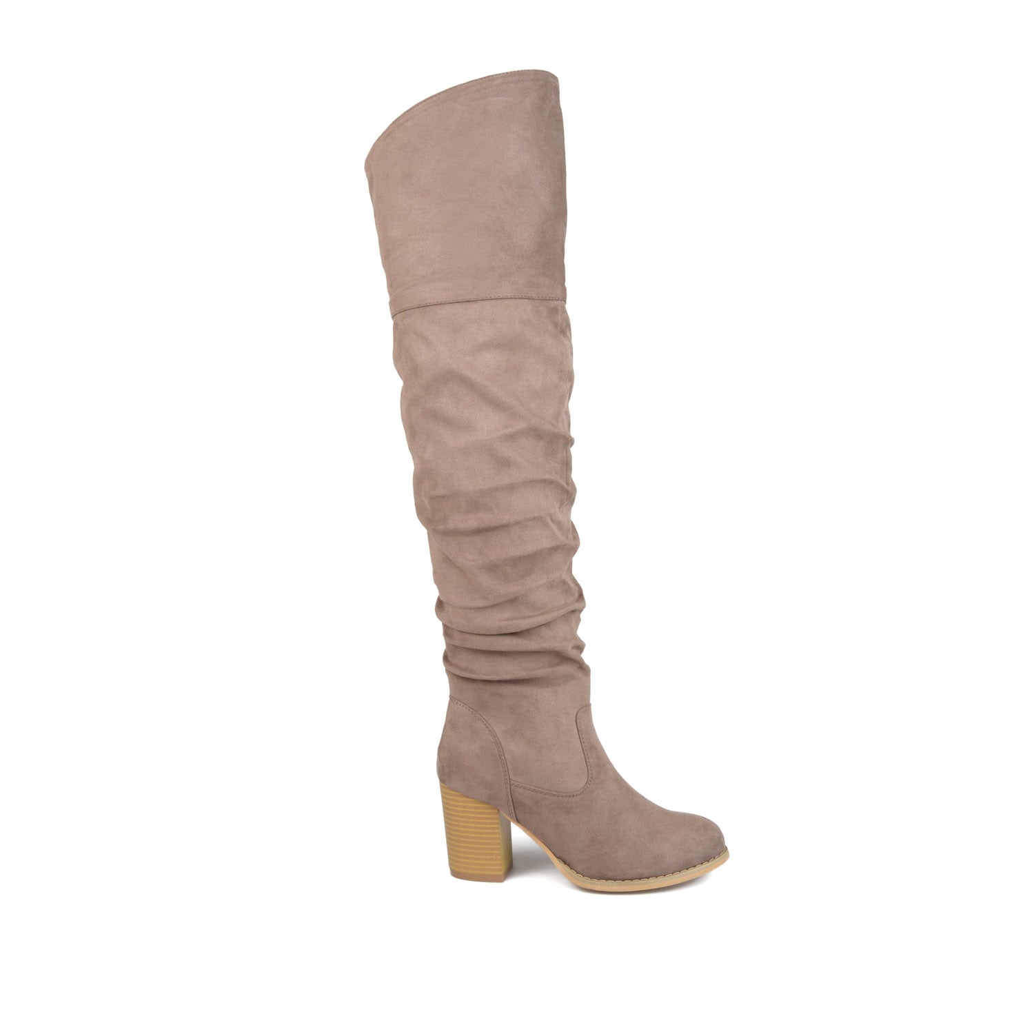 KAISON THIGH HIGH BOOTS IN FAUX SUEDE - Taupe Suede