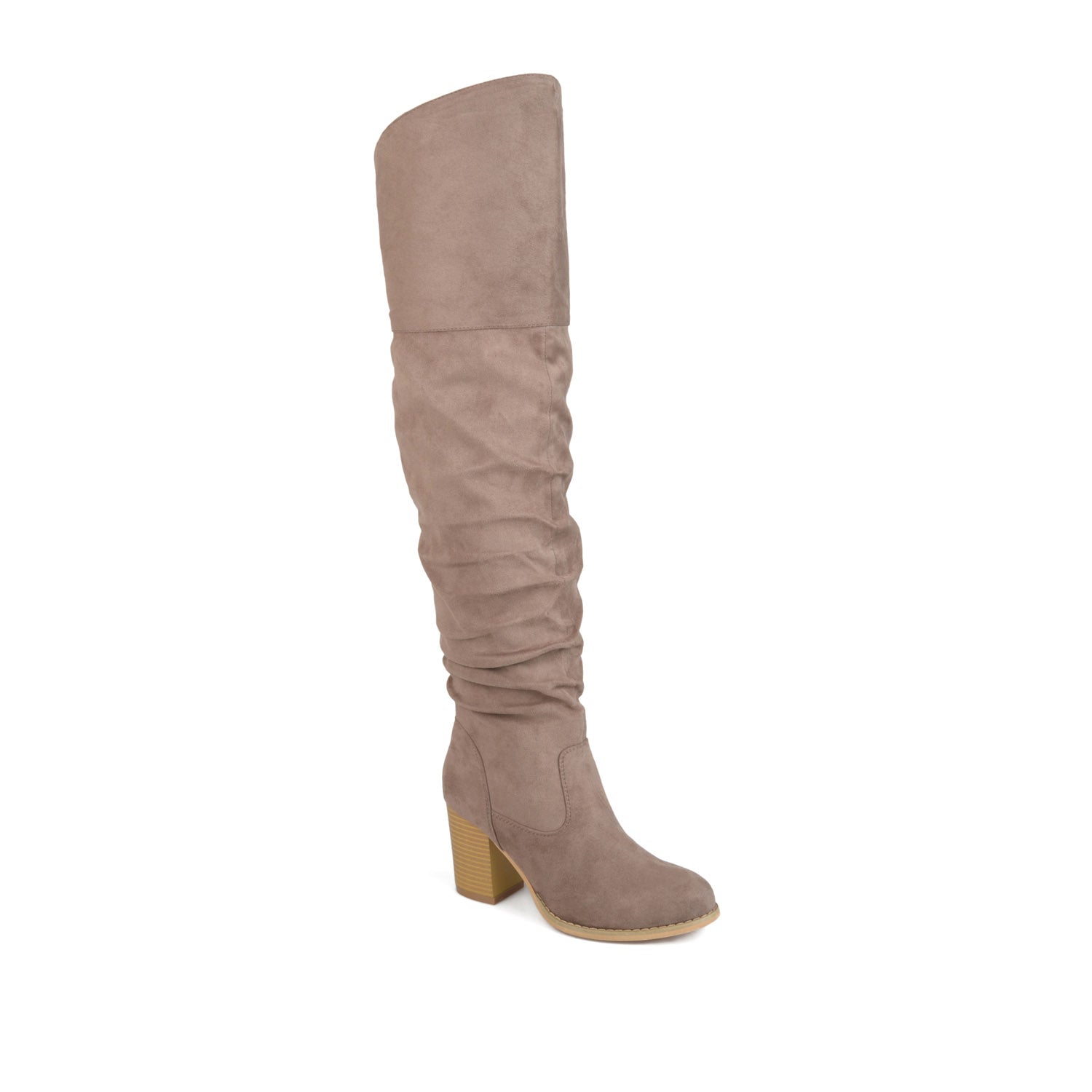 KAISON THIGH HIGH BOOTS IN FAUX SUEDE - Taupe Suede