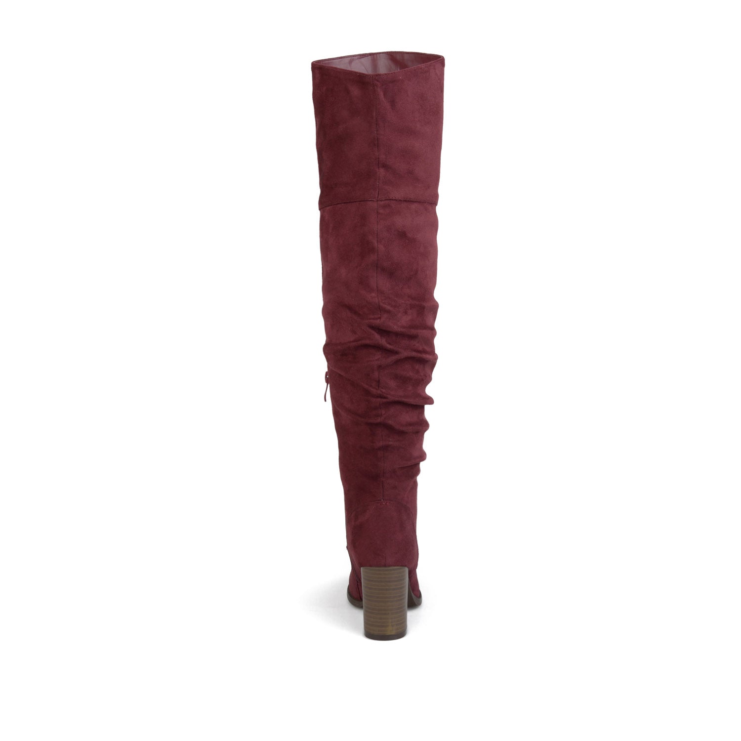 KAISON THIGH HIGH BOOTS IN FAUX SUEDE - Wine Faux Suede