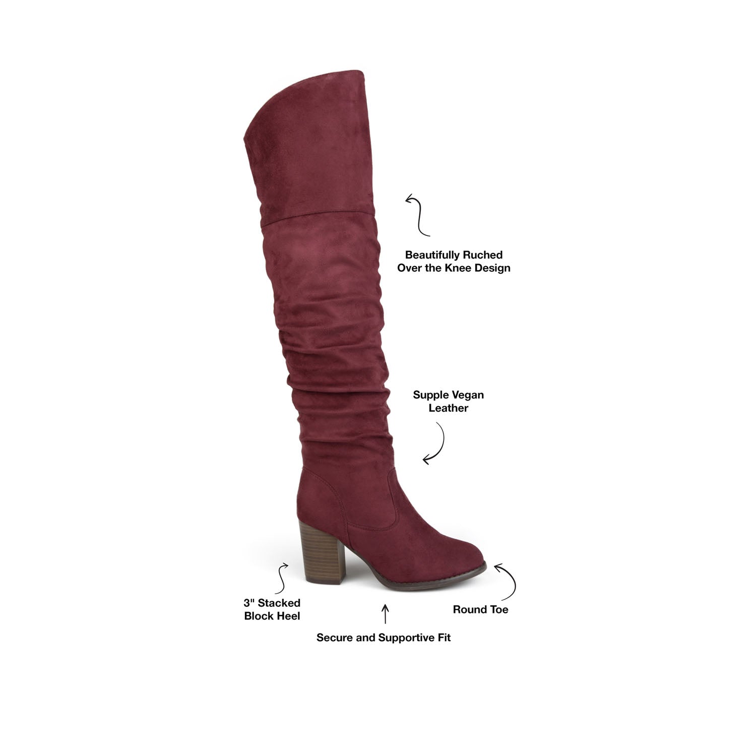 KAISON BOOTS IN WIDE WIDTH - Wine Faux Suede