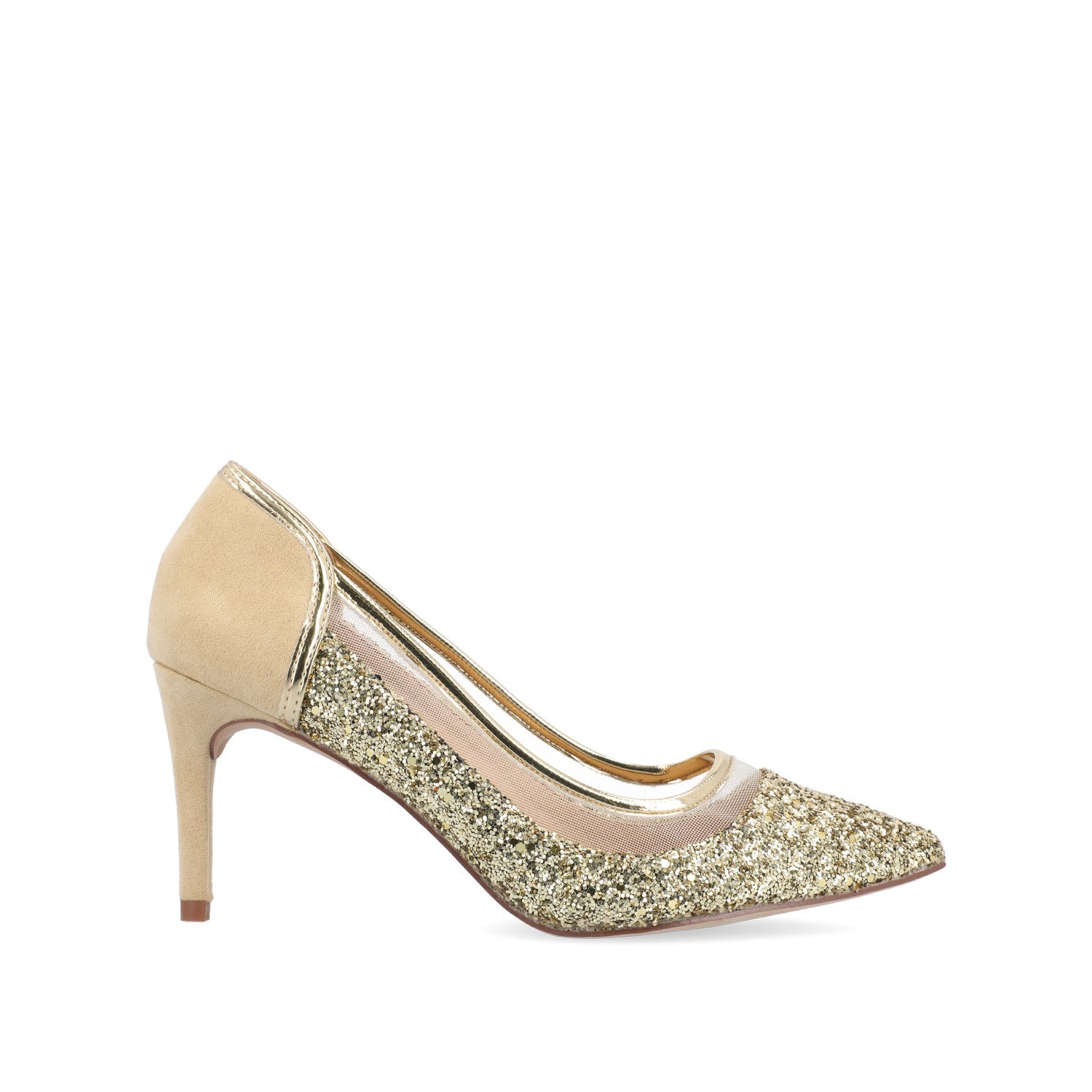 KALANI STILETTO HEELS IN GLITTER MATERIAL - Gold Glitter 2