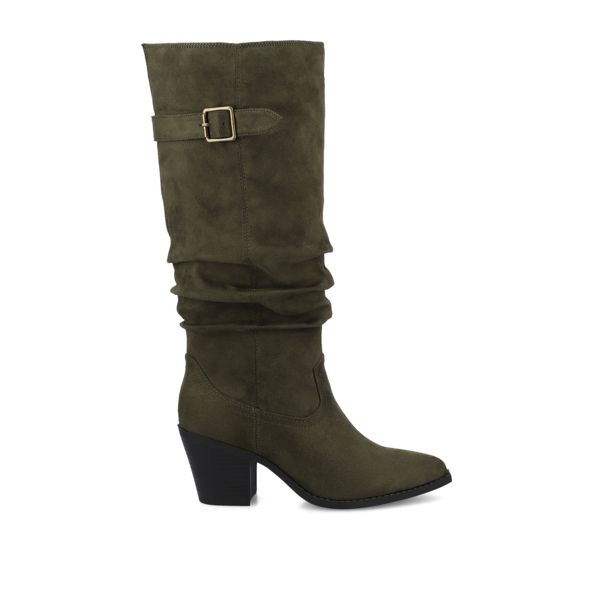 KALEAH KNEE HIGH SLOUCHY BOOT IN WIDE CALF - Olive Suede