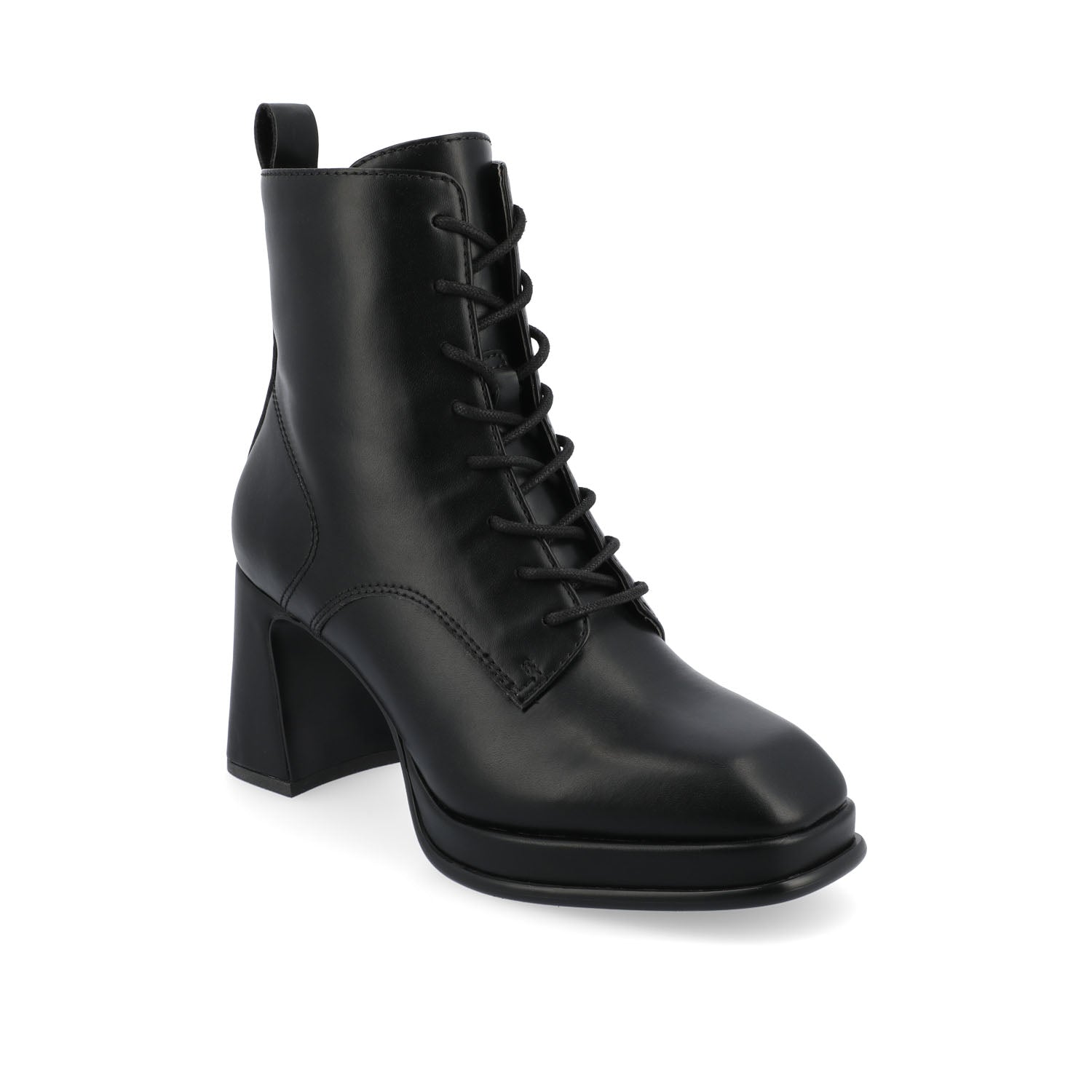 KALINDI LACE-UP BOOTIES IN VEGAN LEATHER - Black PU