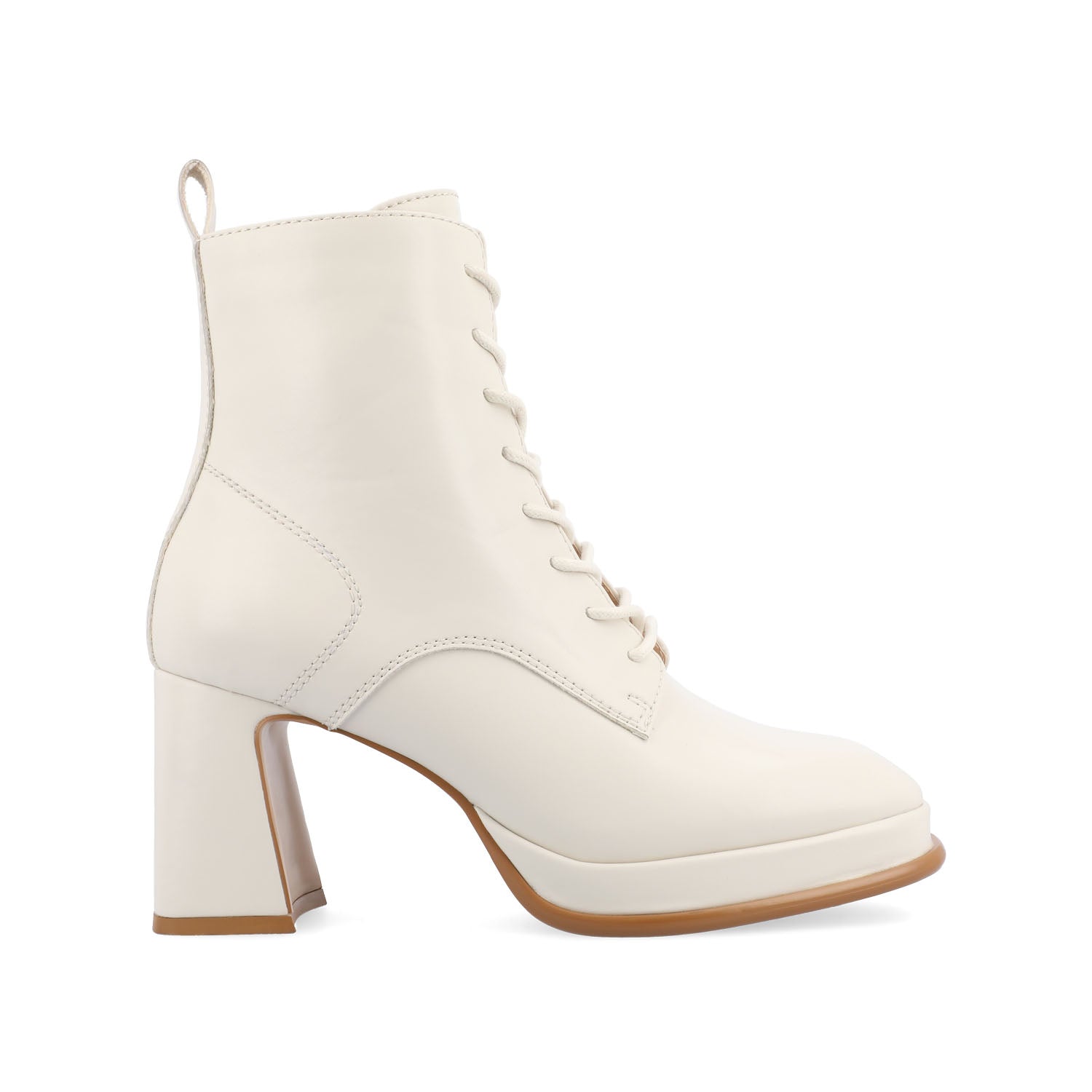KALINDI LACE-UP BOOTIES IN VEGAN LEATHER - Off White PU
