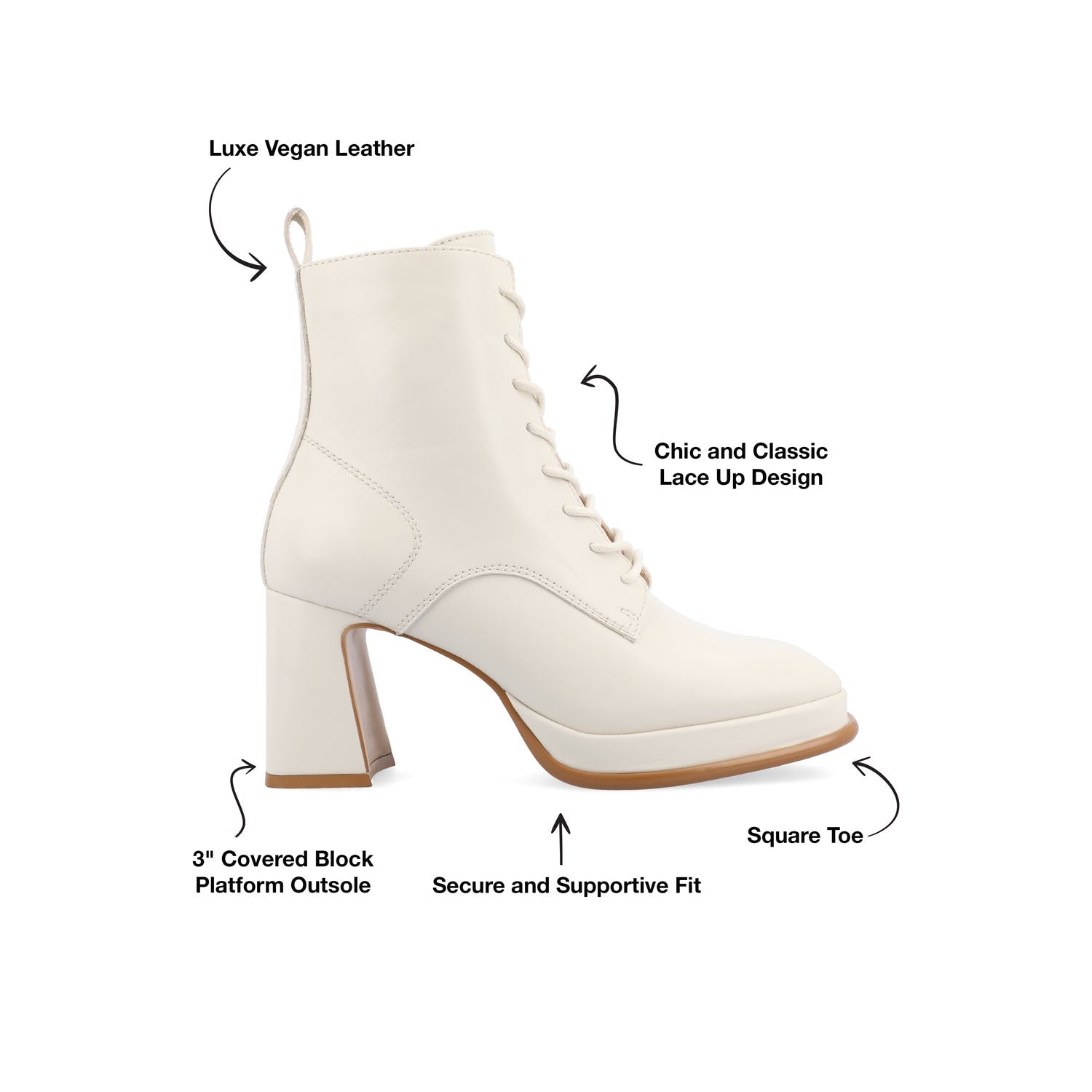 KALINDI LACE-UP BOOTIES IN WIDE - Off White PU