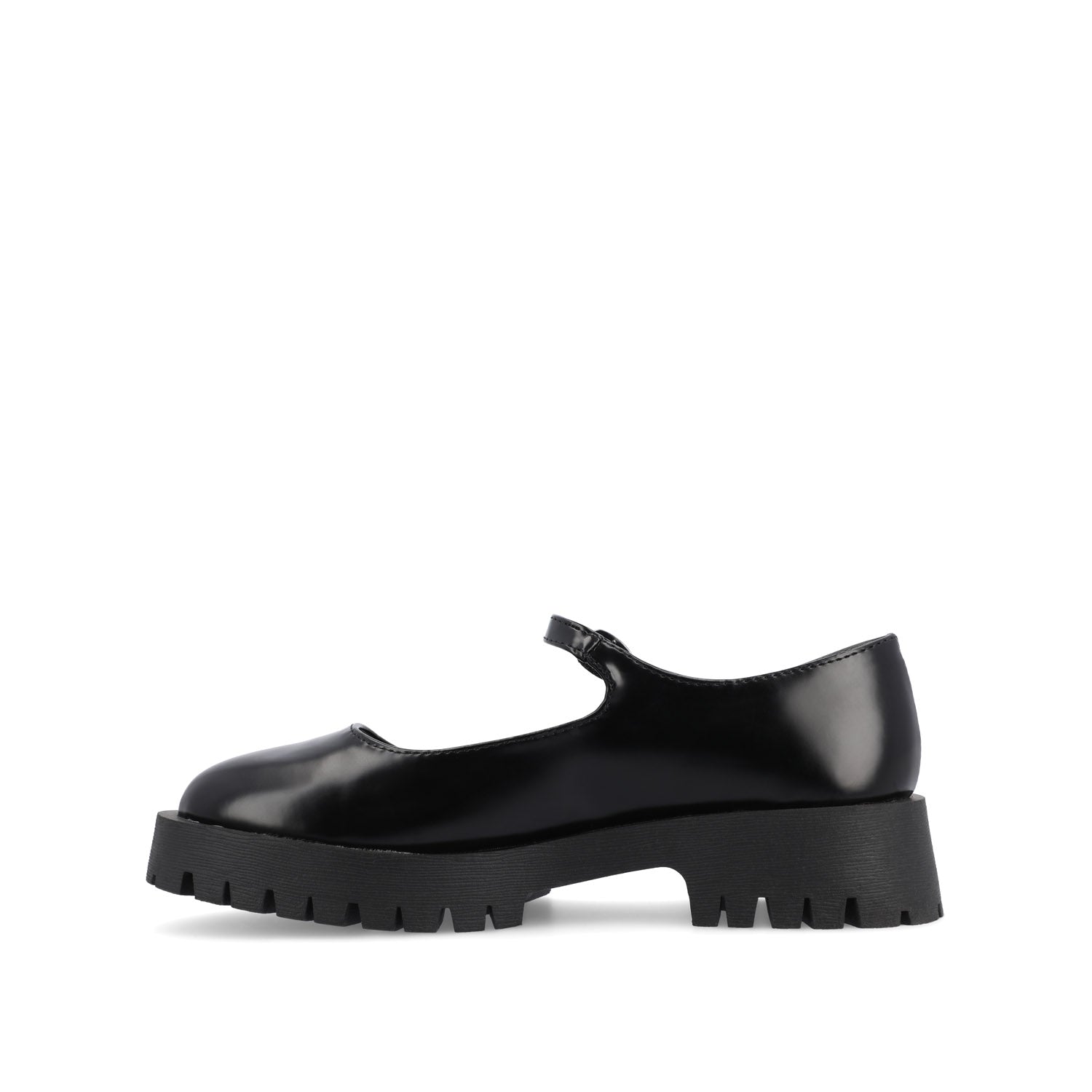 KAMIE LUG SOLE MARY JANE FLATS IN WIDE - Black PU