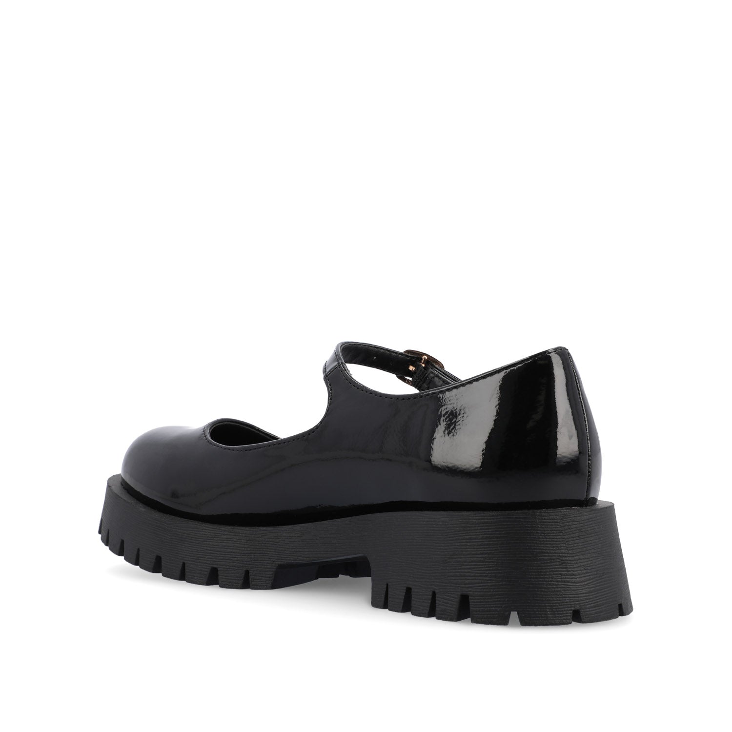 KAMIE LUG SOLE MARY JANE FLATS IN WIDE - Black Patent