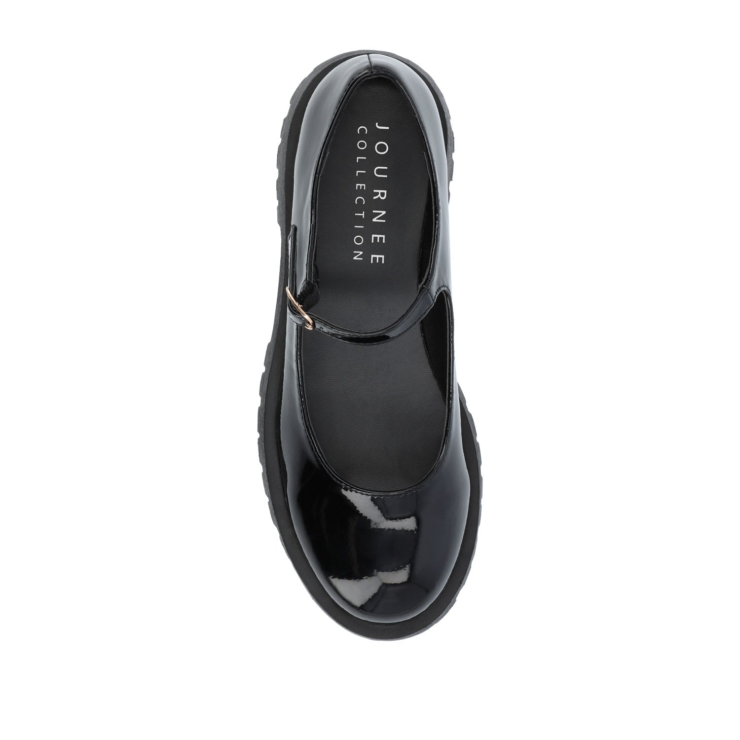 KAMIE LUG SOLE MARY JANE FLATS - Black Patent