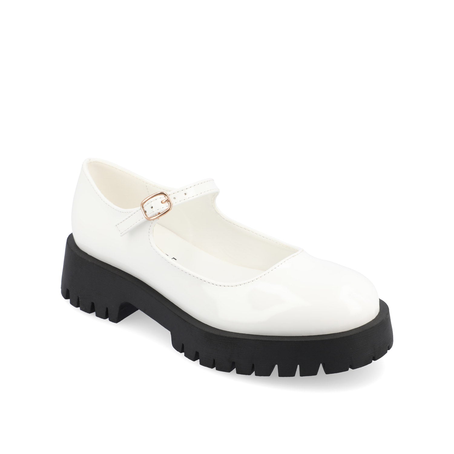 KAMIE LUG SOLE MARY JANE FLATS - White Patent