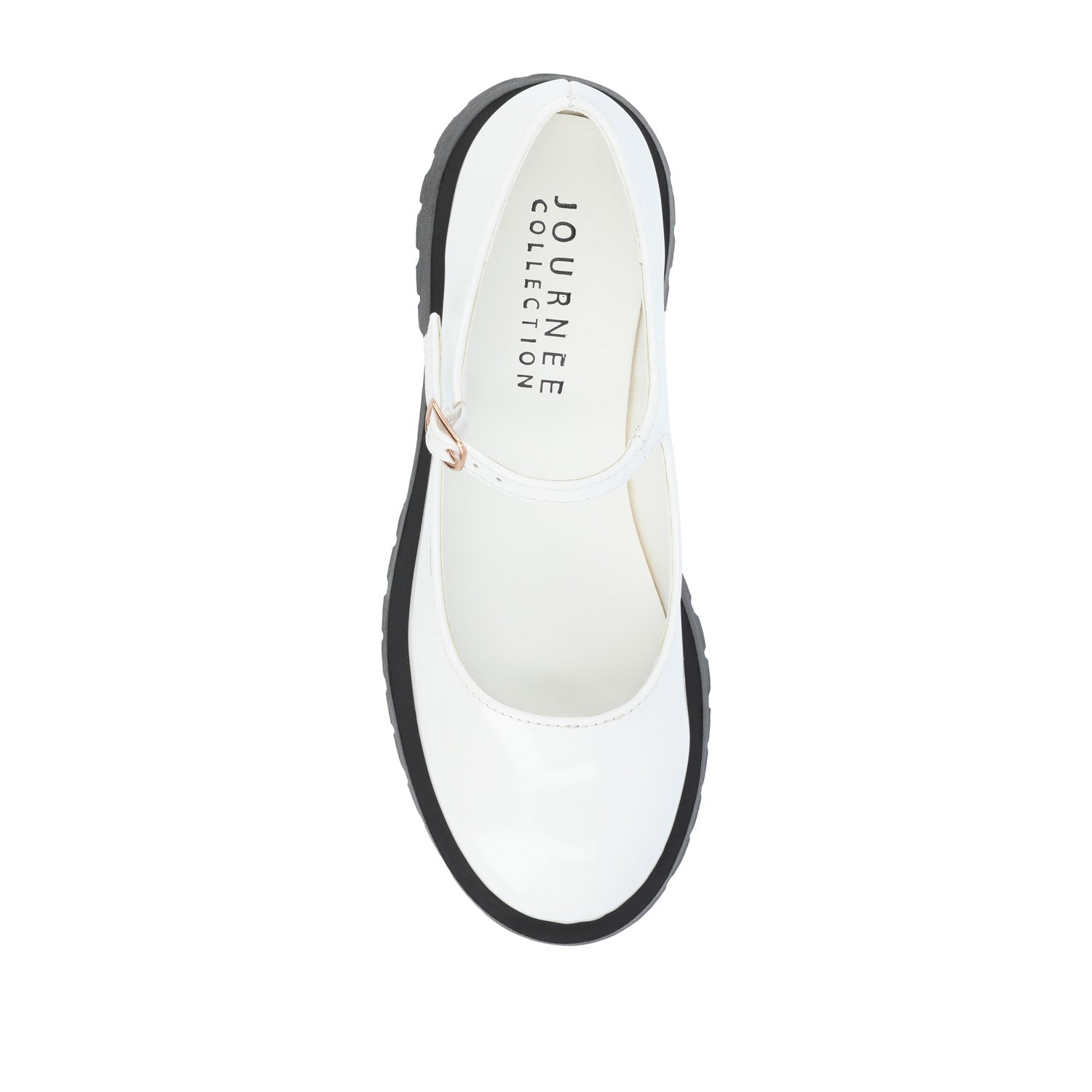 KAMIE LUG SOLE MARY JANE FLATS - White Patent