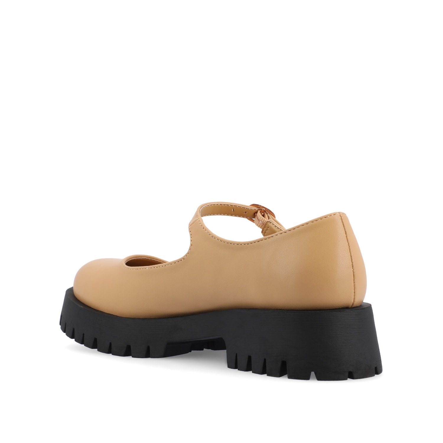 KAMIE LUG SOLE MARY JANE FLATS IN WIDE - Tan PU