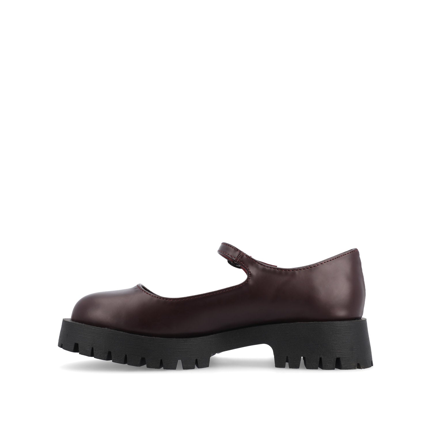 KAMIE LUG SOLE MARY JANE FLATS IN WIDE - Wine PU