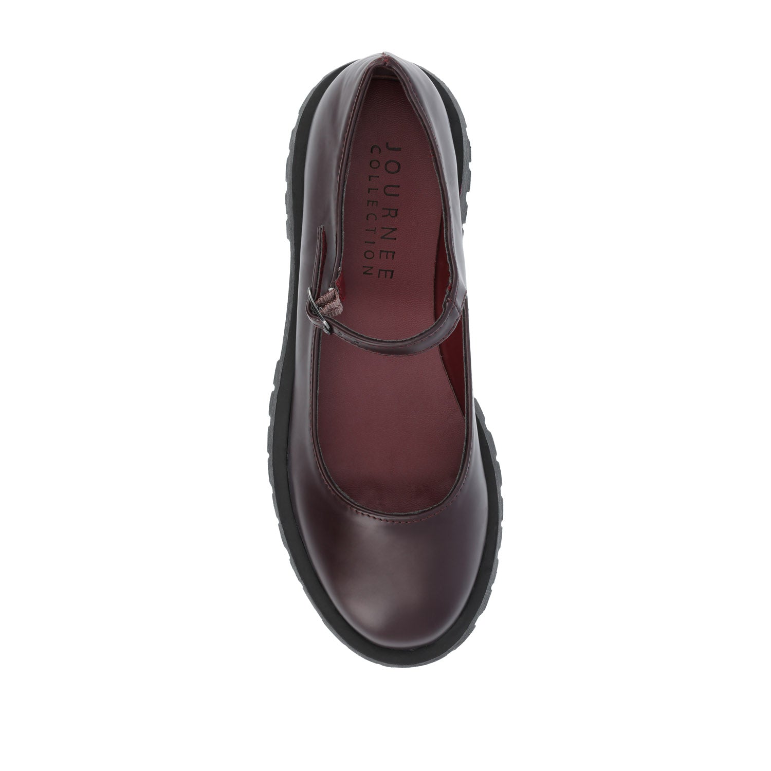 KAMIE LUG SOLE MARY JANE FLATS IN WIDE - Wine PU