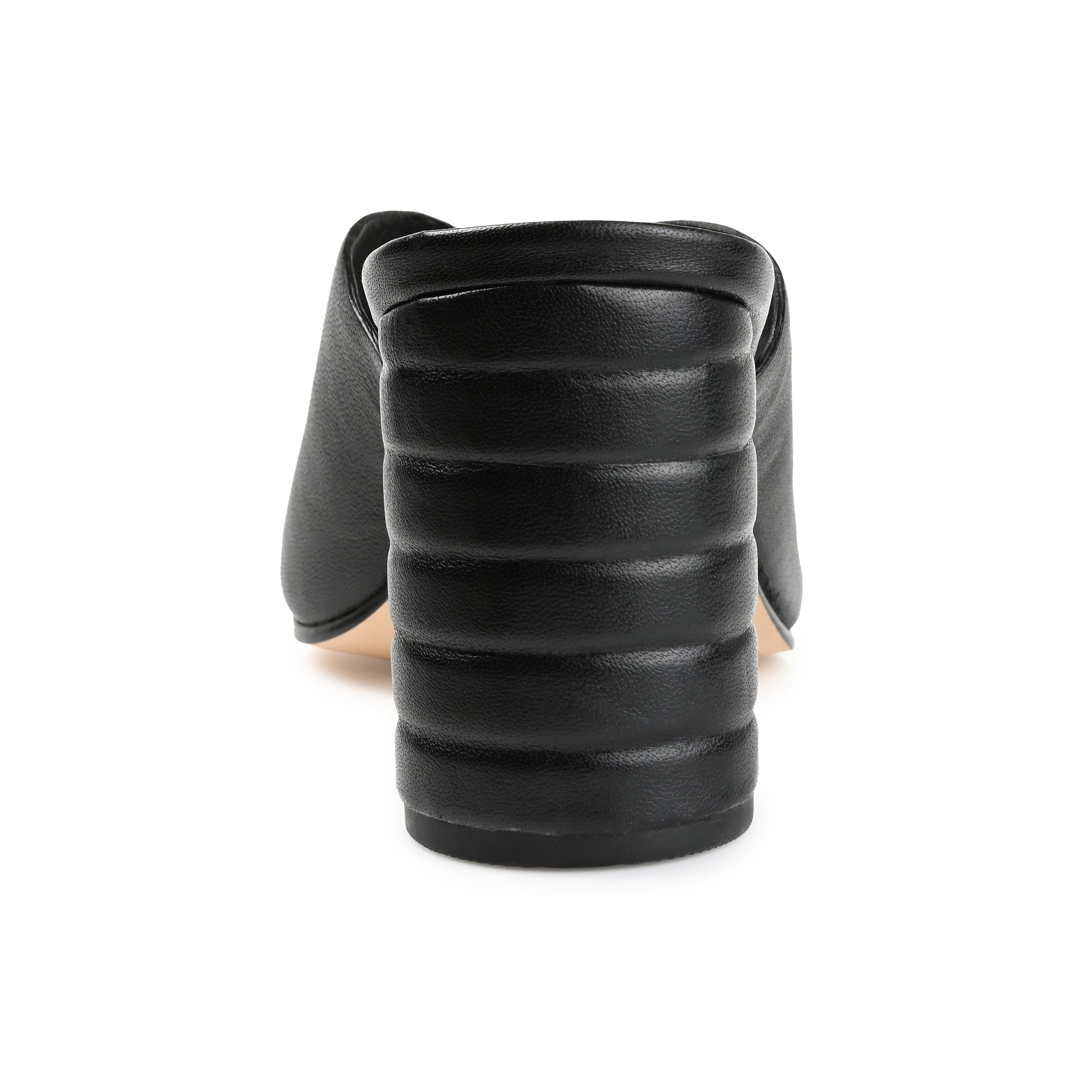 KARAH BLOCK HEELED MULES IN LEATHER - Black