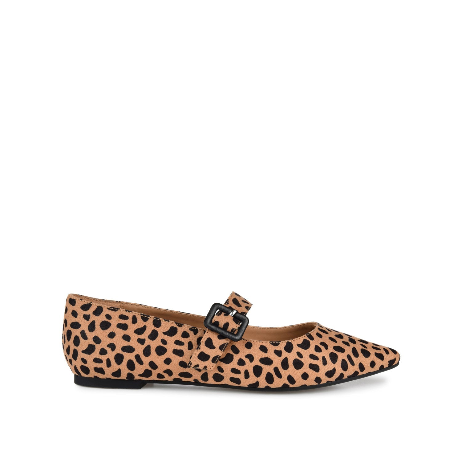 KARISSA MARY JANE FLATS IN FAUX SUEDE - Cheetah Faux Suede