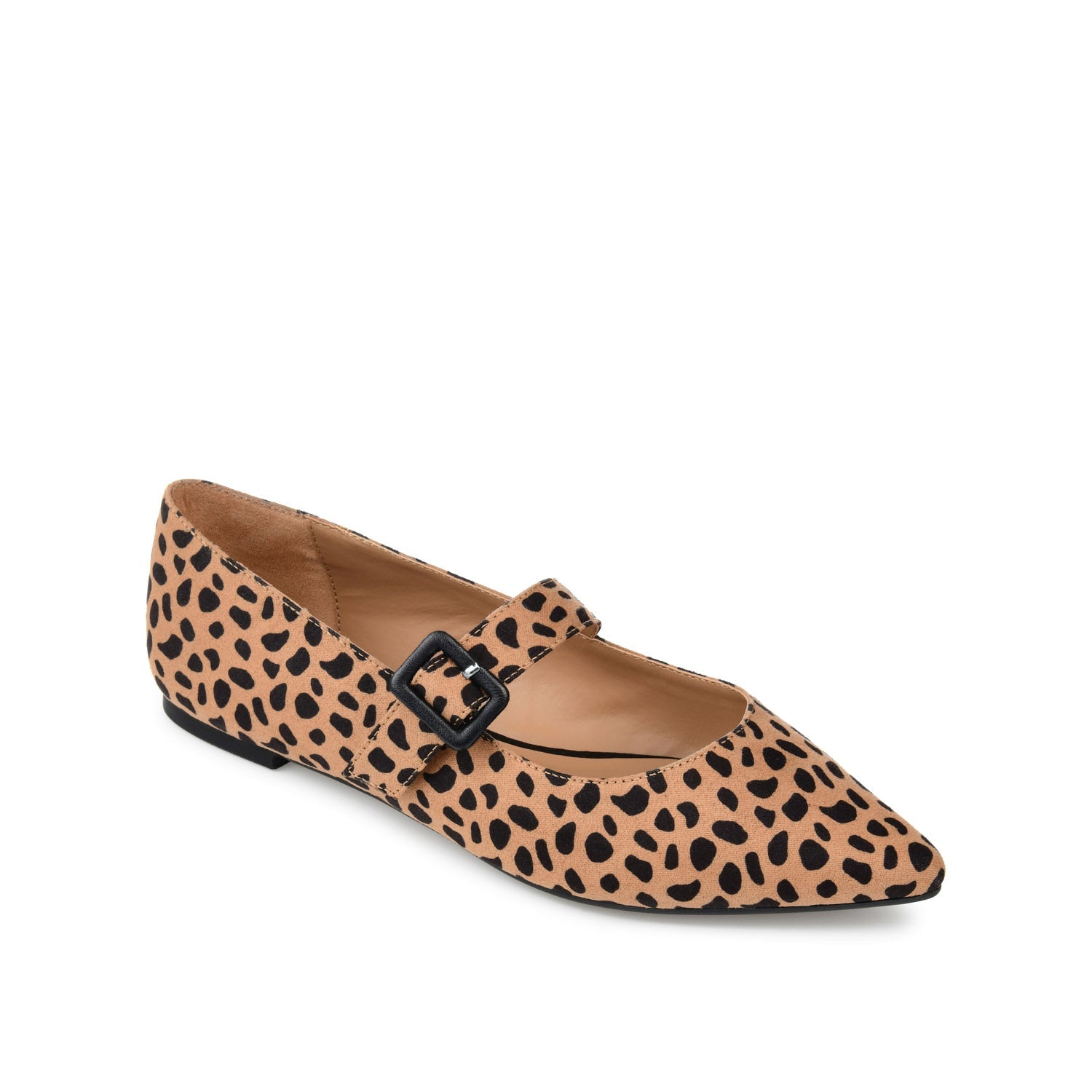 KARISSA MARY JANE FLATS IN FAUX SUEDE - Cheetah Faux Suede