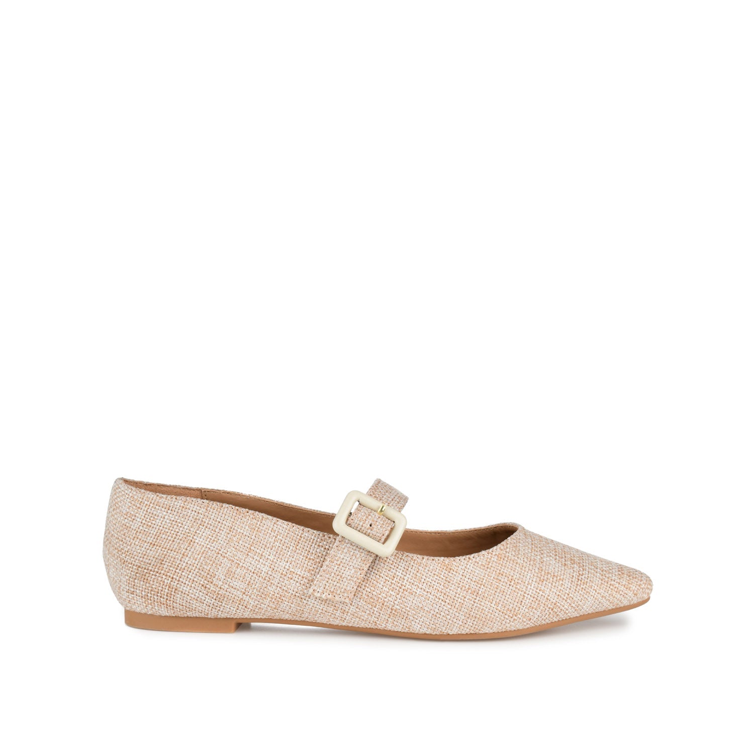KARISSA MARY JANE FLATS IN FAUX SUEDE - Beige Linen