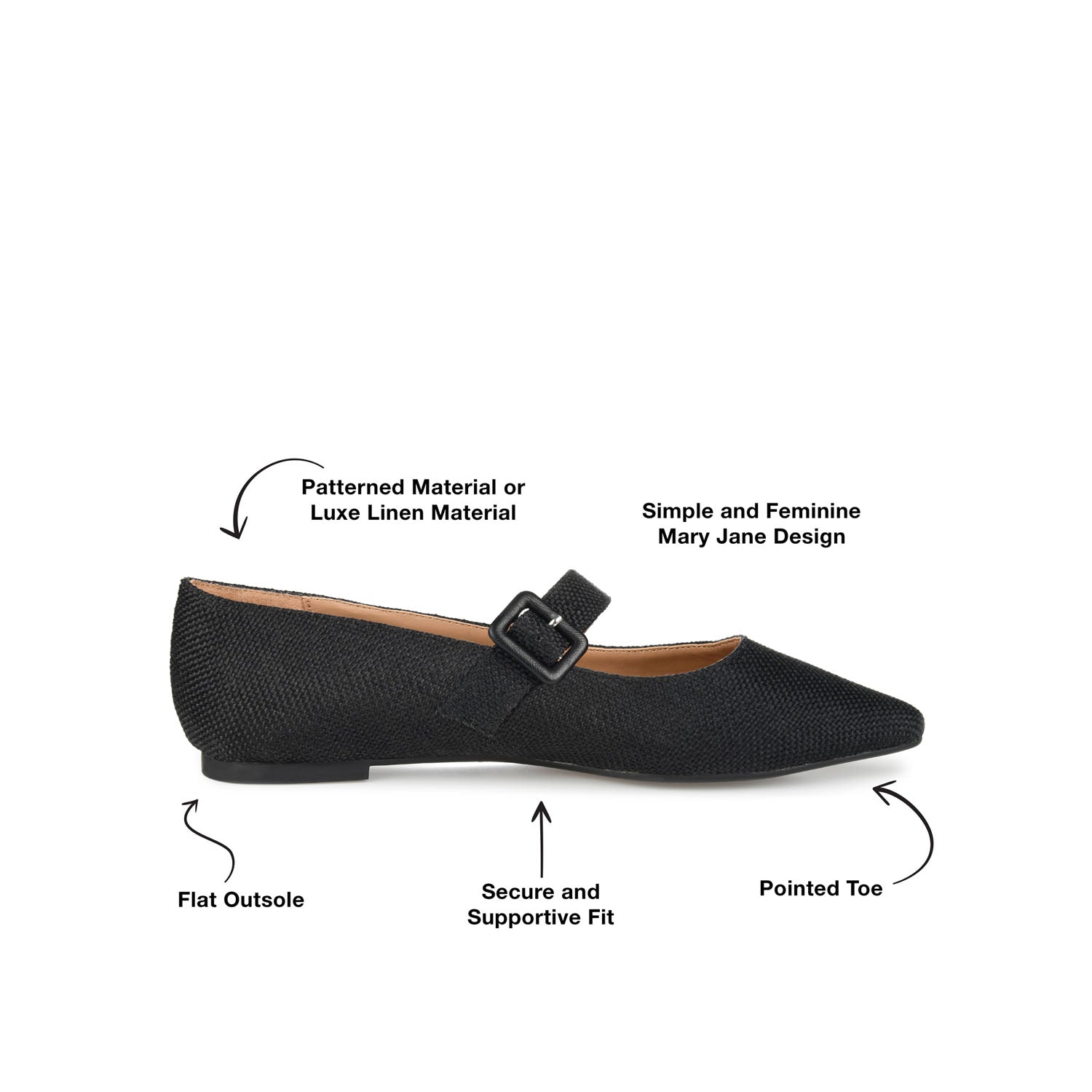 KARISSA MARY JANE FLATS IN FAUX SUEDE - Black