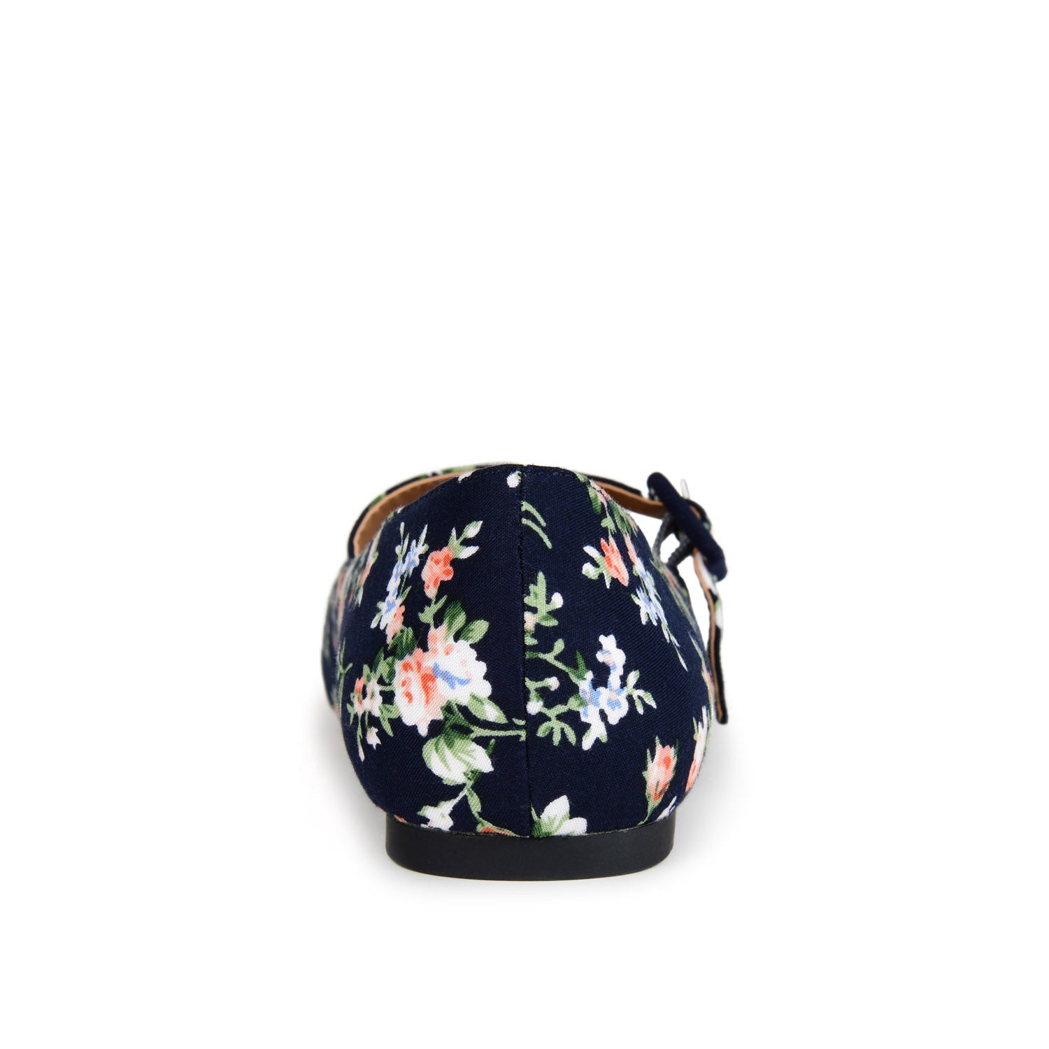 KARISSA MARY JANE FLATS IN FAUX SUEDE - Navy Floral Fabric