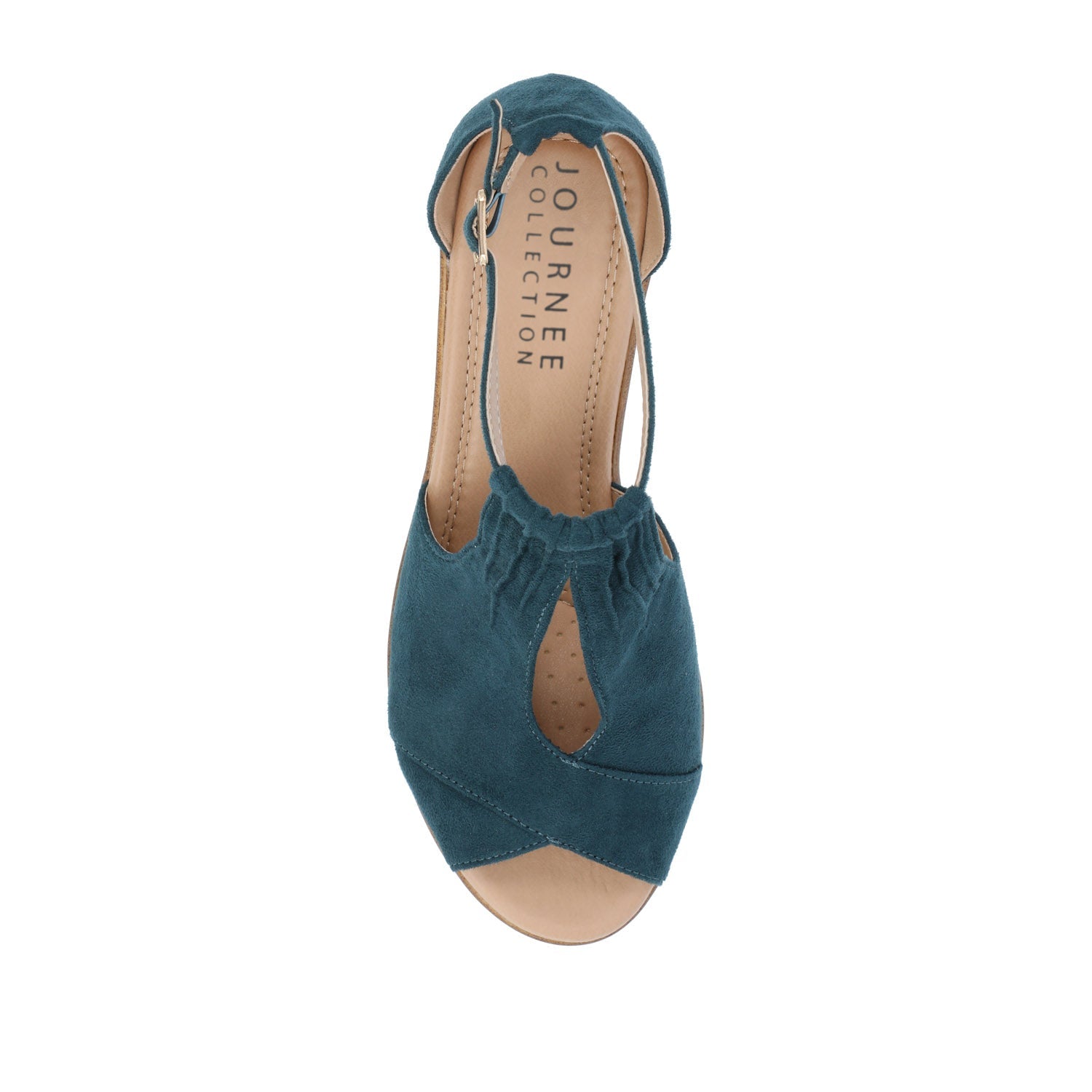KEDZIE WEDGE HEELED SANDALS IN WIDE - Blue Faux Suede