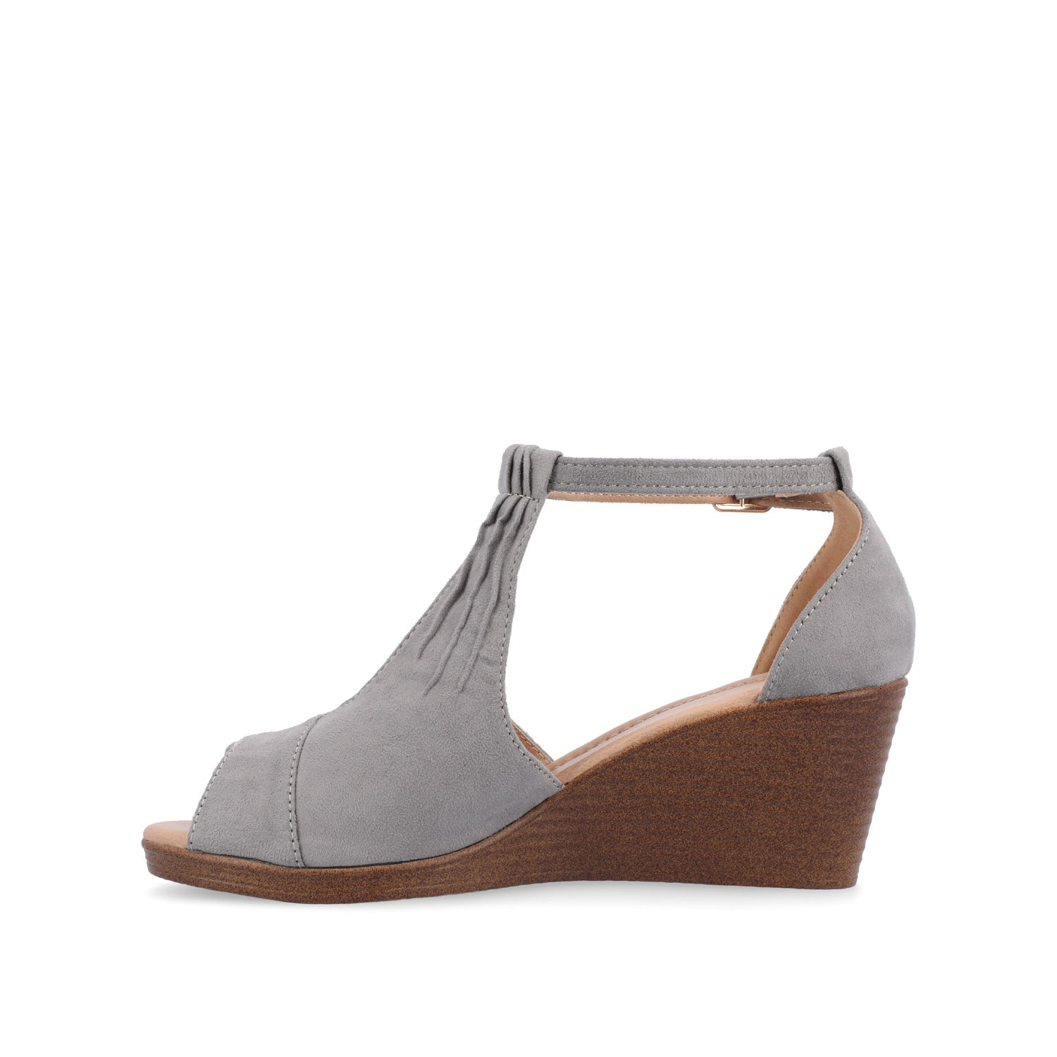 KEDZIE WEDGE HEELED SANDALS IN FAUX SUEDE - Grey Faux Suede