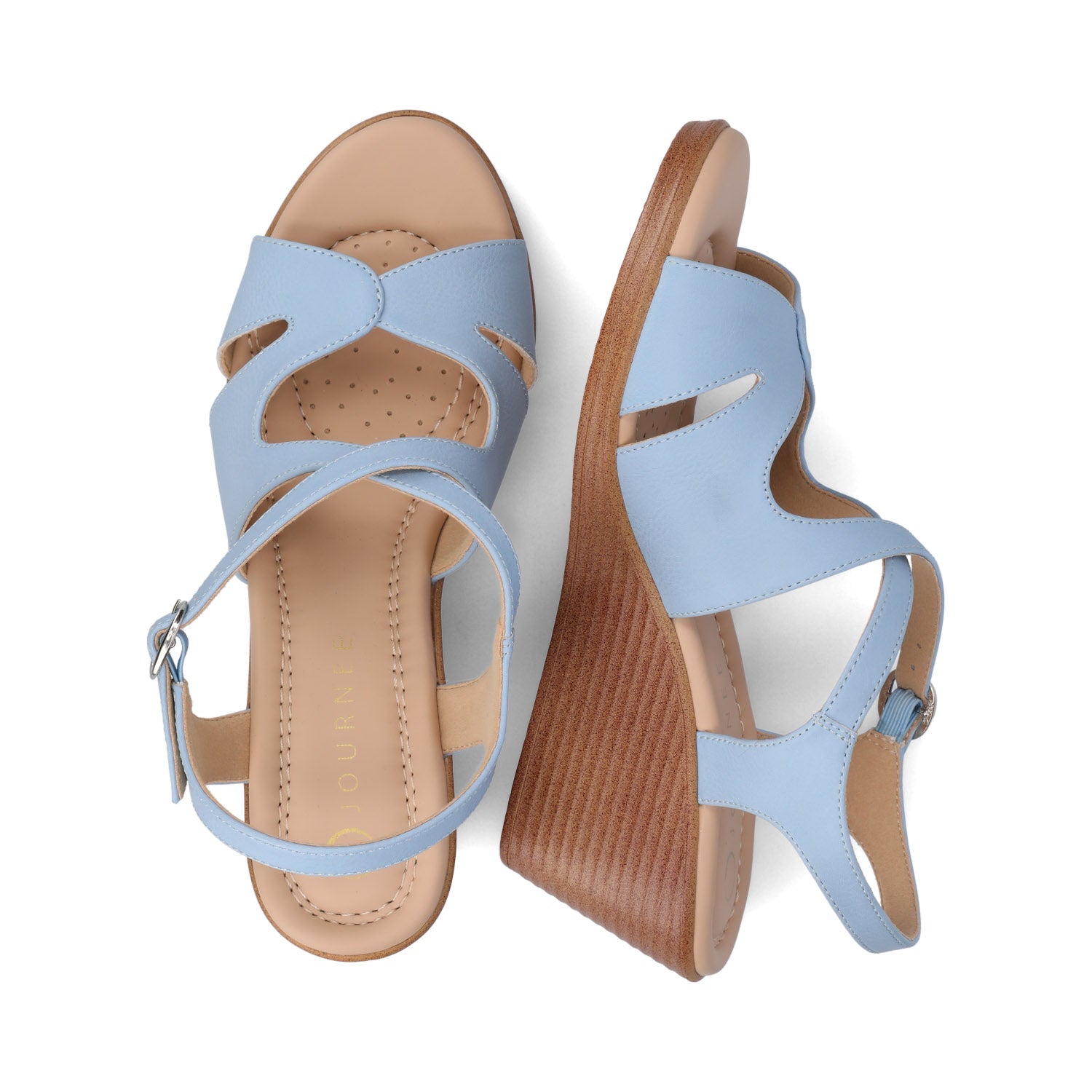 KEDZIEII ANKLE STRAP WEDGE SANDALS - Blue