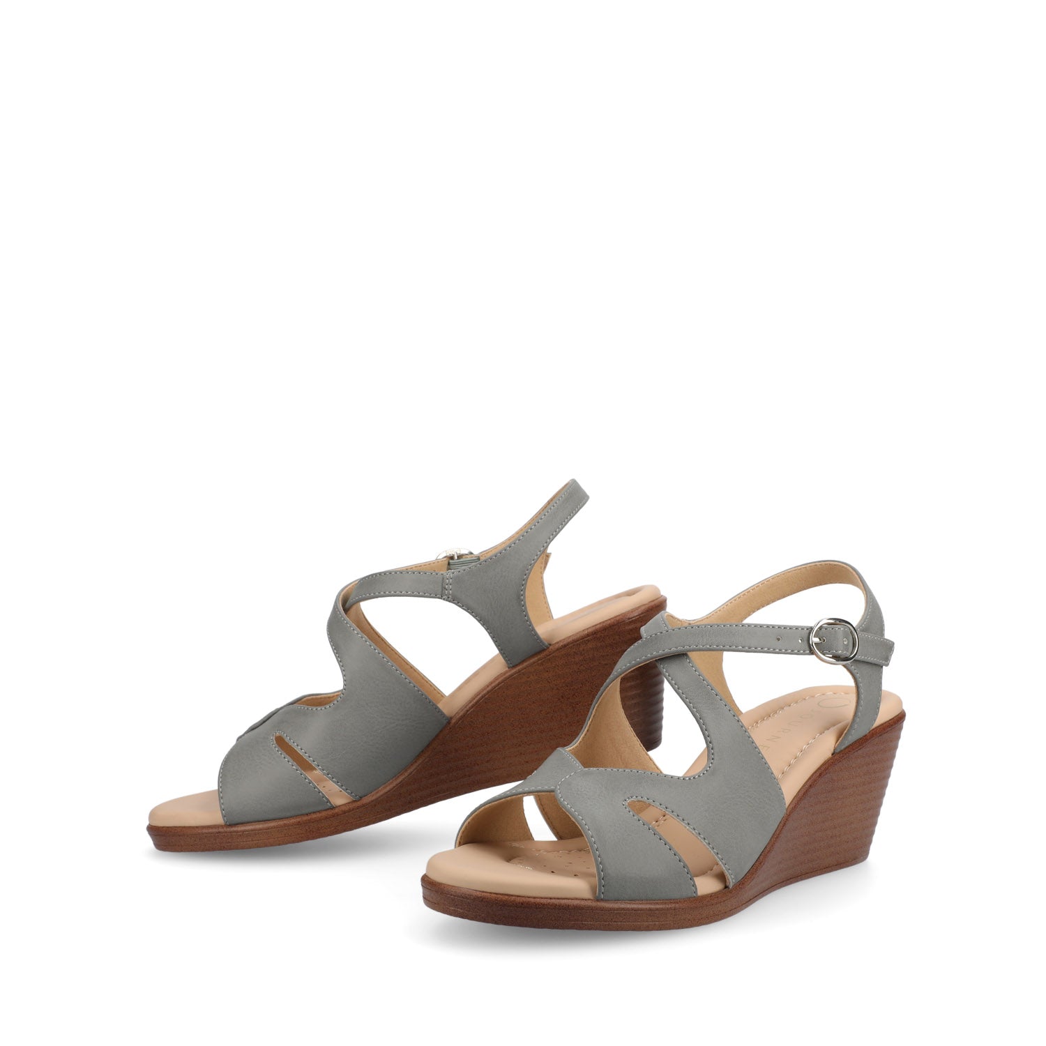 KEDZIEII ANKLE STRAP WEDGE SANDALS - Grey
