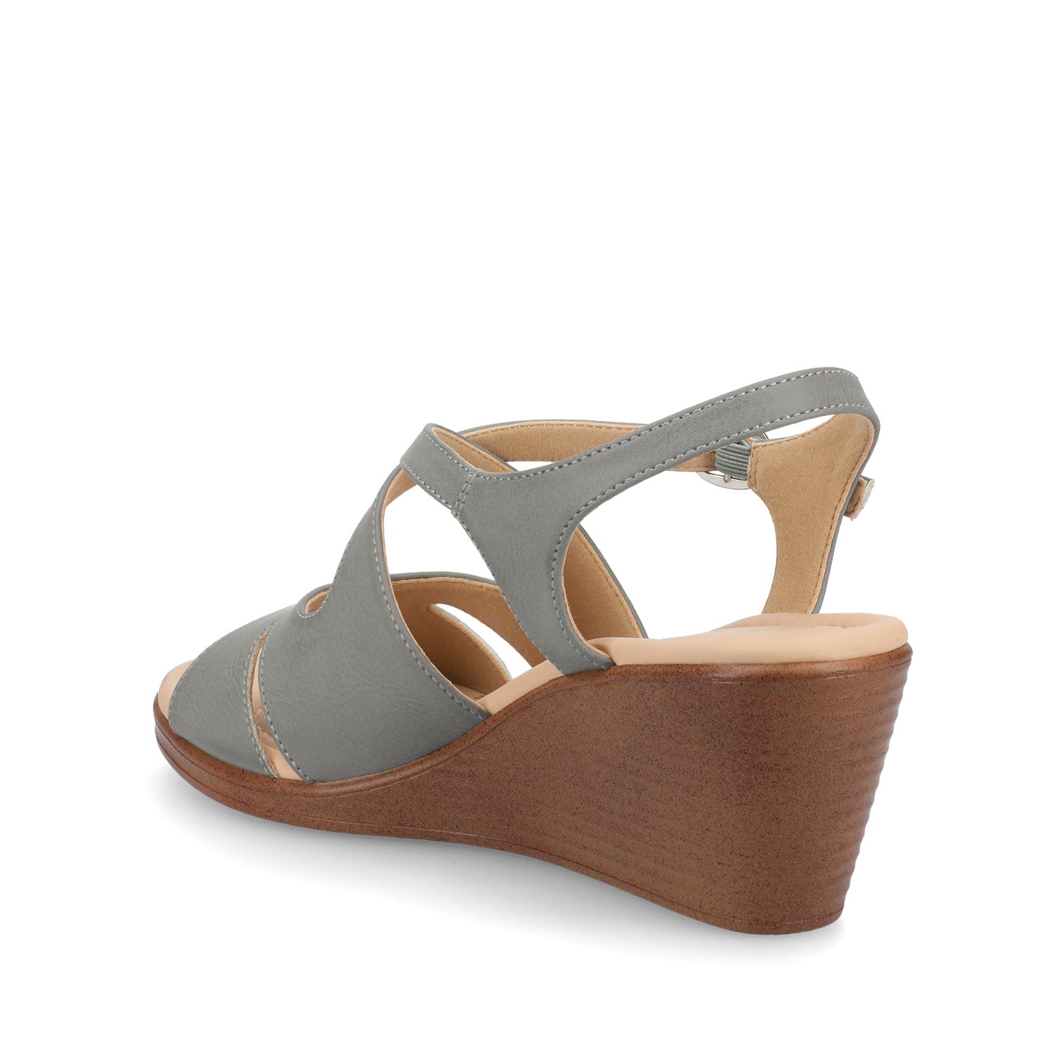 KEDZIEII ANKLE STRAP WEDGE SANDALS IN WIDE - Grey