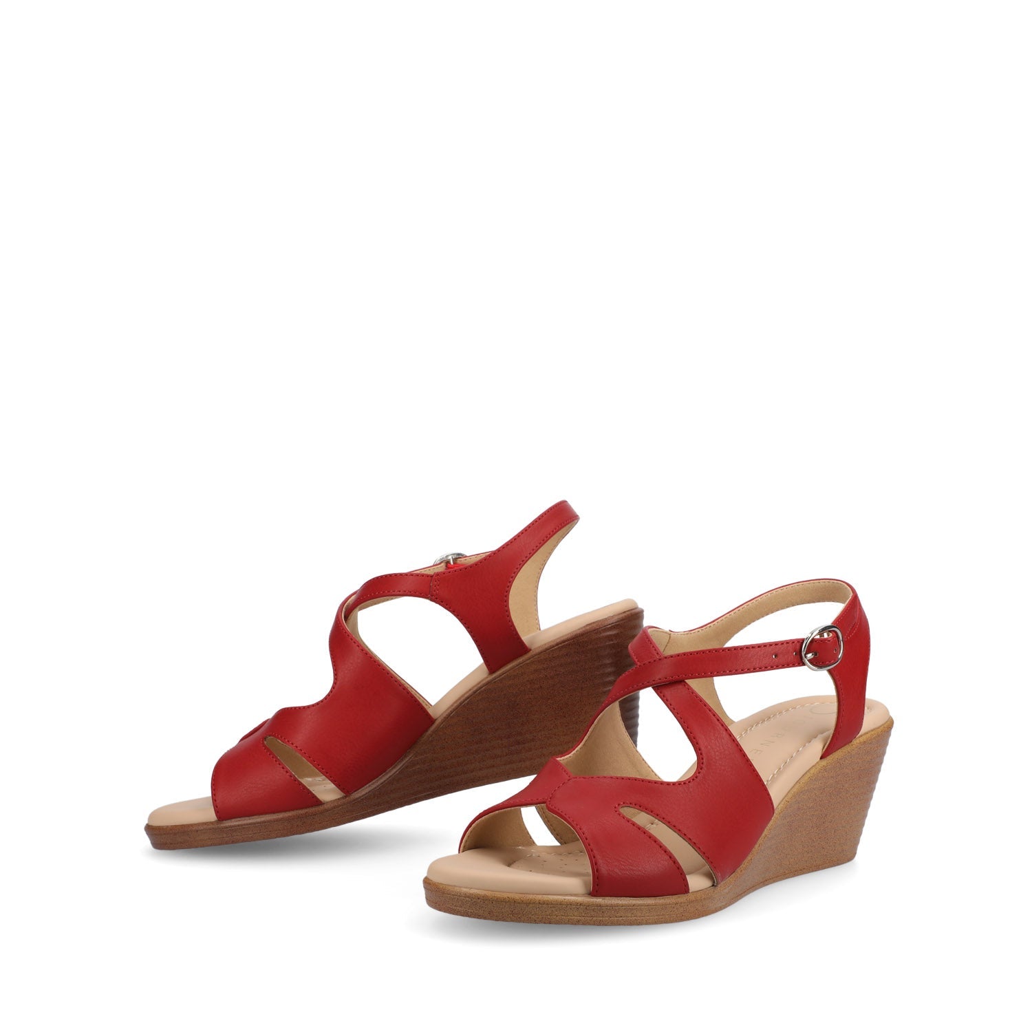 KEDZIEII ANKLE STRAP WEDGE SANDALS IN WIDE - Red